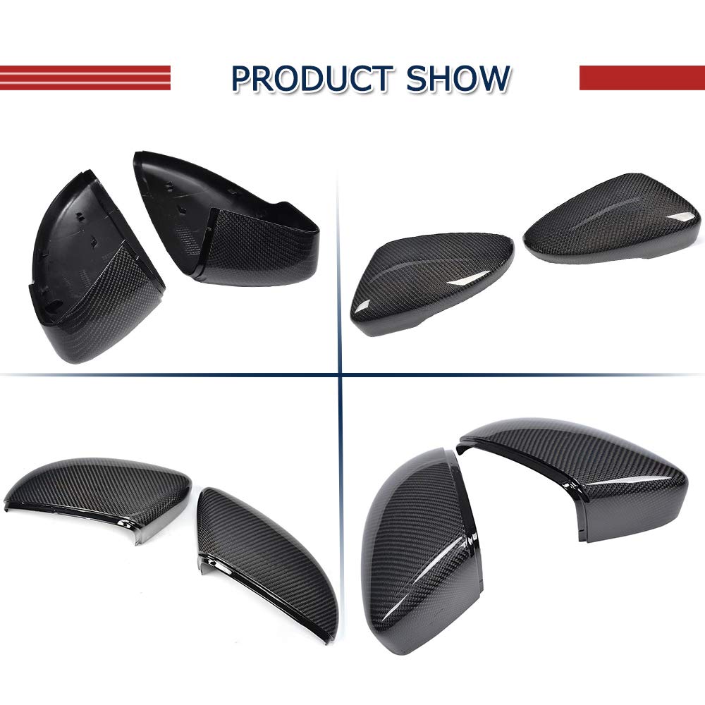 Carbon Fiber Mirror Covers for Volkswagen Passat CC Scirocco Beetle Jetta (Euro) - Replacement Side Mirror Caps - Lightweight & Durable - Perfect for Car Upgrades & Customization