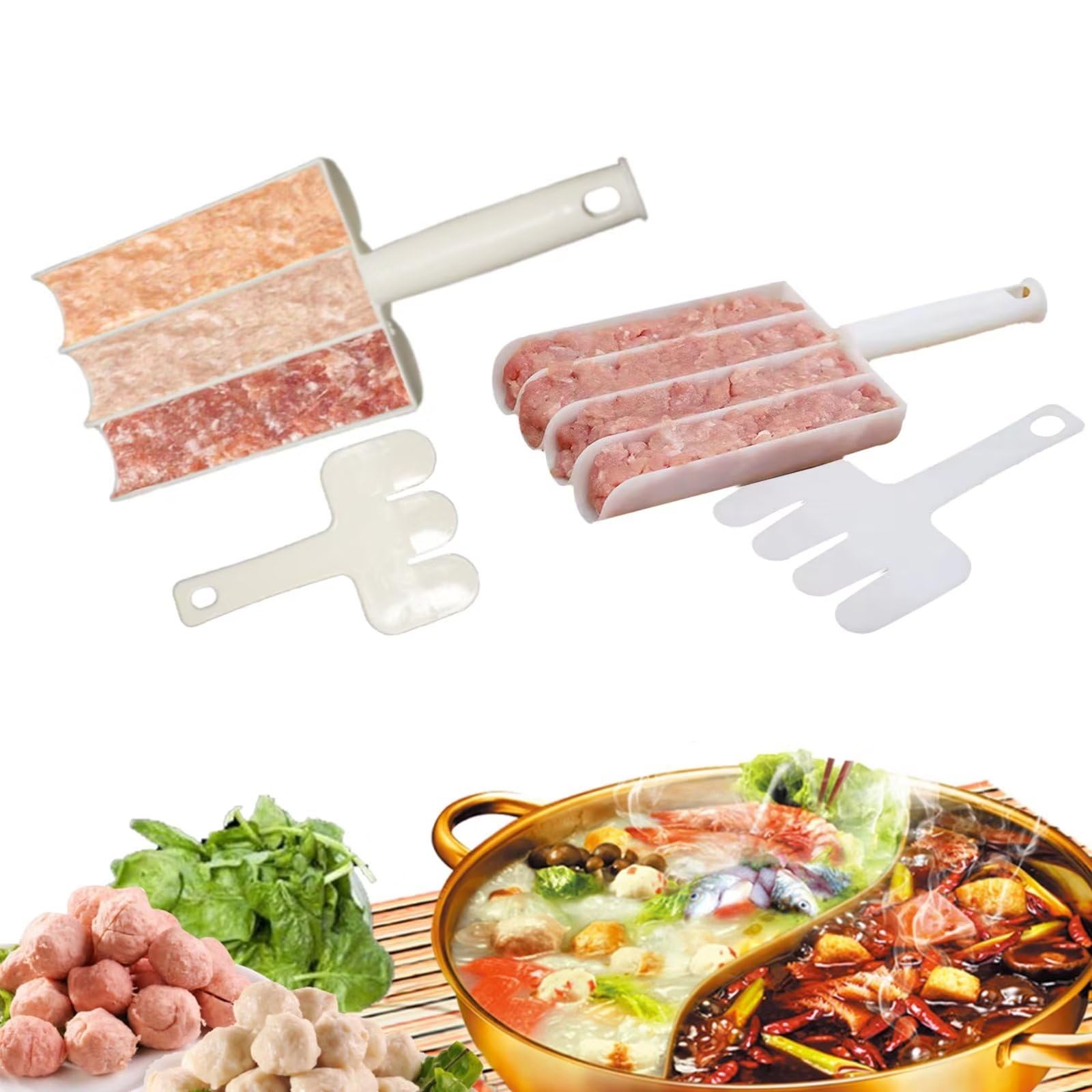 2Pcs Meatball Maker Tool - Kitchen Meatball Mold for Perfectly Sized Meatballs (3 at a Time) - Fast & Efficient Meatball Shaper for Homemade Cooking, Meal Prep & Party Food