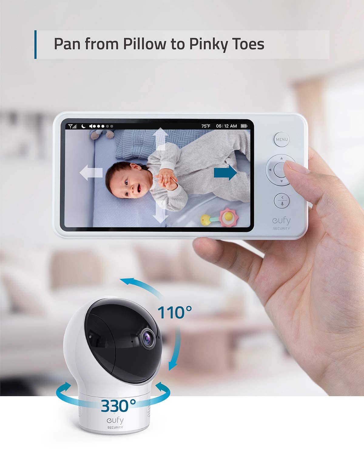 eufy Security 720P HD Video Baby Monitor with Night Vision & 2-Way Audio - Perfect for Nursery, Daycare & Home Security