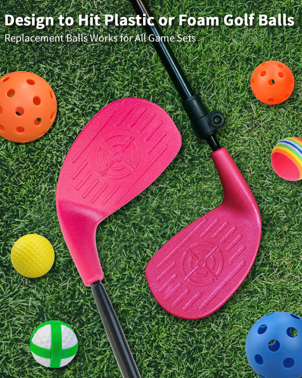 KOFULL Oversize Golf Club Set - Adjustable Length for Adults & Juniors - Perfect for Backyard, Yard, and Park Practice - Includes Foam Balls & Buckets - Ideal for Family Golf Games & Outdoor Fun