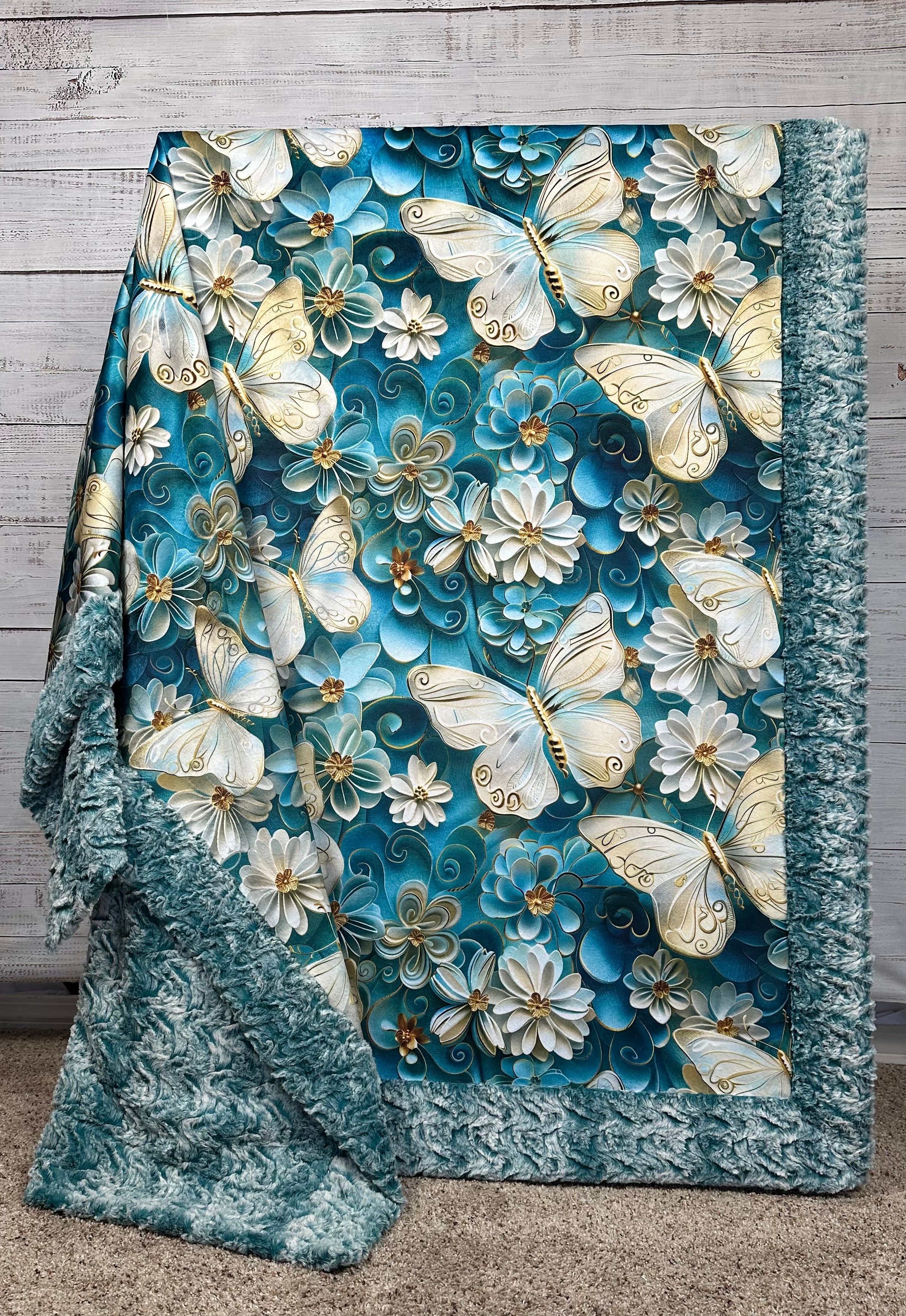 Butterflies on Misty Bayou - Premium 55x79 Inch Soft Minky Blanket for Bed, Sofa & Nursery - Ultra Cozy Throw Blanket for Women, Baby & Home Decor