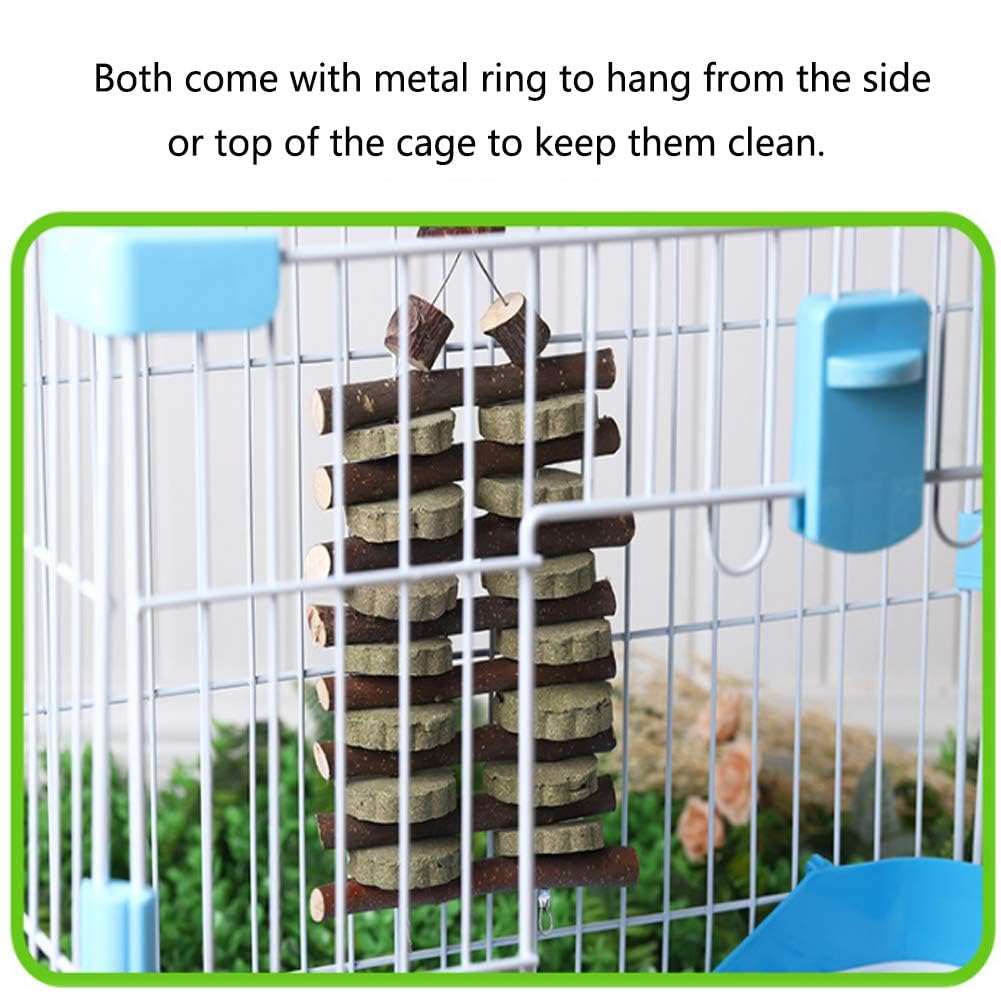 Organic Fruitwood Chew Toys for Rabbits, Chinchillas, Guinea Pigs & Small Pets - Natural Bunny Teeth Sticks with Grass Cake - Safe Chewing Snacks for Playtime & Dental Health | Perfect for Cage Enrichment & Stress Relief