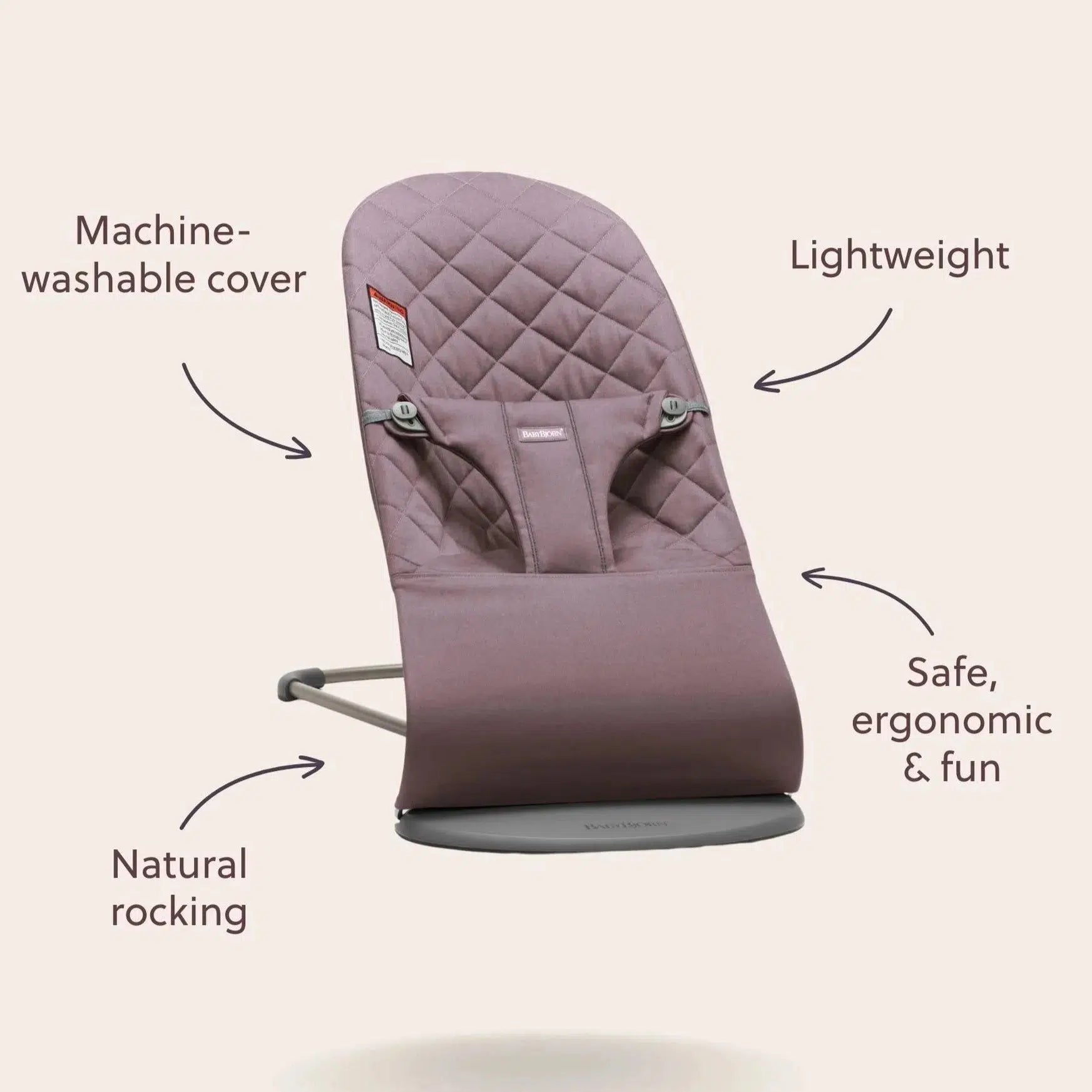 Baby Bjorn Bouncer Bliss 3D Jersey - Light Grey Baby Bouncer & Rocker | Comfortable Infant Seat for Playtime, Feeding & Relaxation at Home