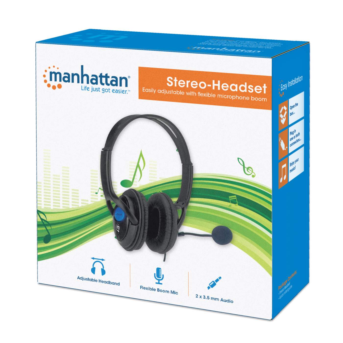 Manhattan Stereo Headset 179317 - Premium Over-Ear Headphones with Clear Sound for Music, Gaming & Office Use