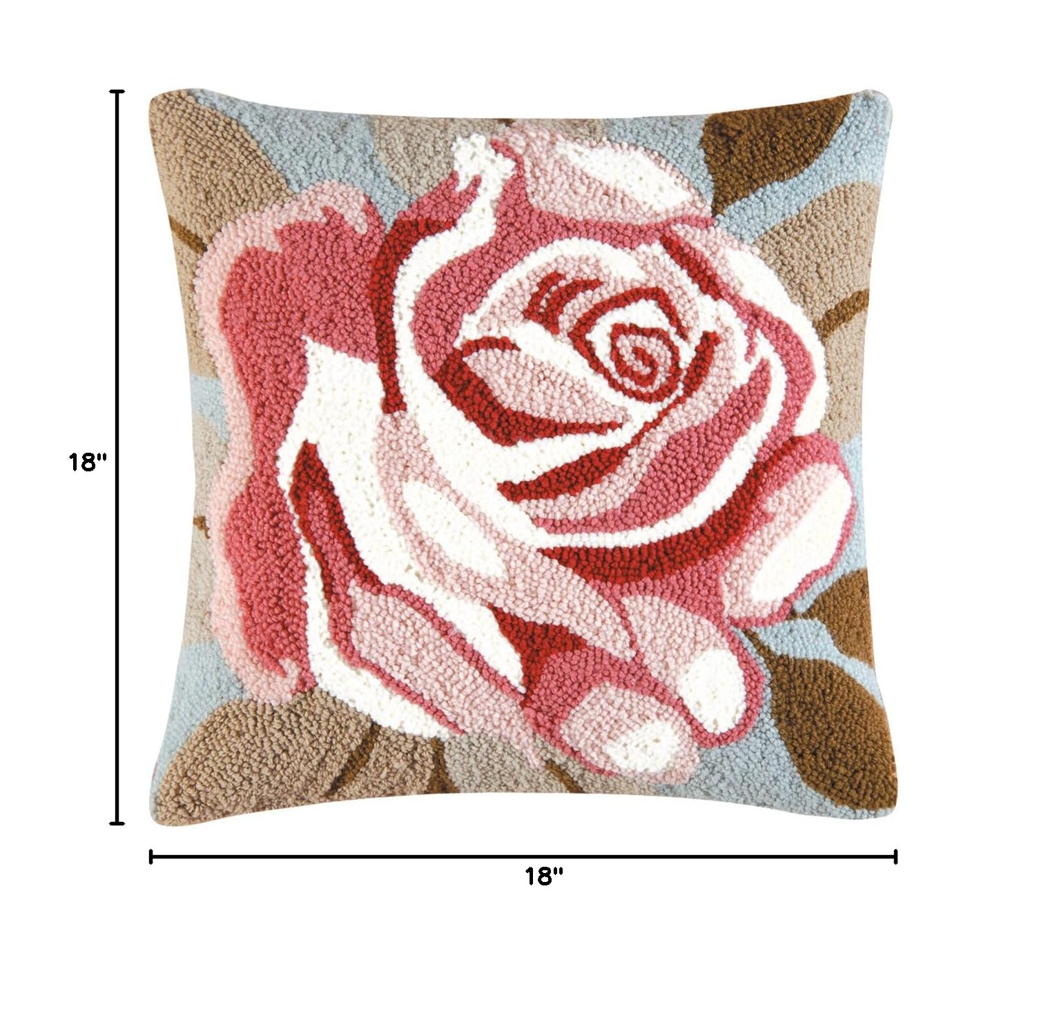 C&F Home Red Rose Floral Hooked Pillow Cover - Decorative Throw Pillow for Sofa, Bed, Couch - Farmhouse Home Decor Accent