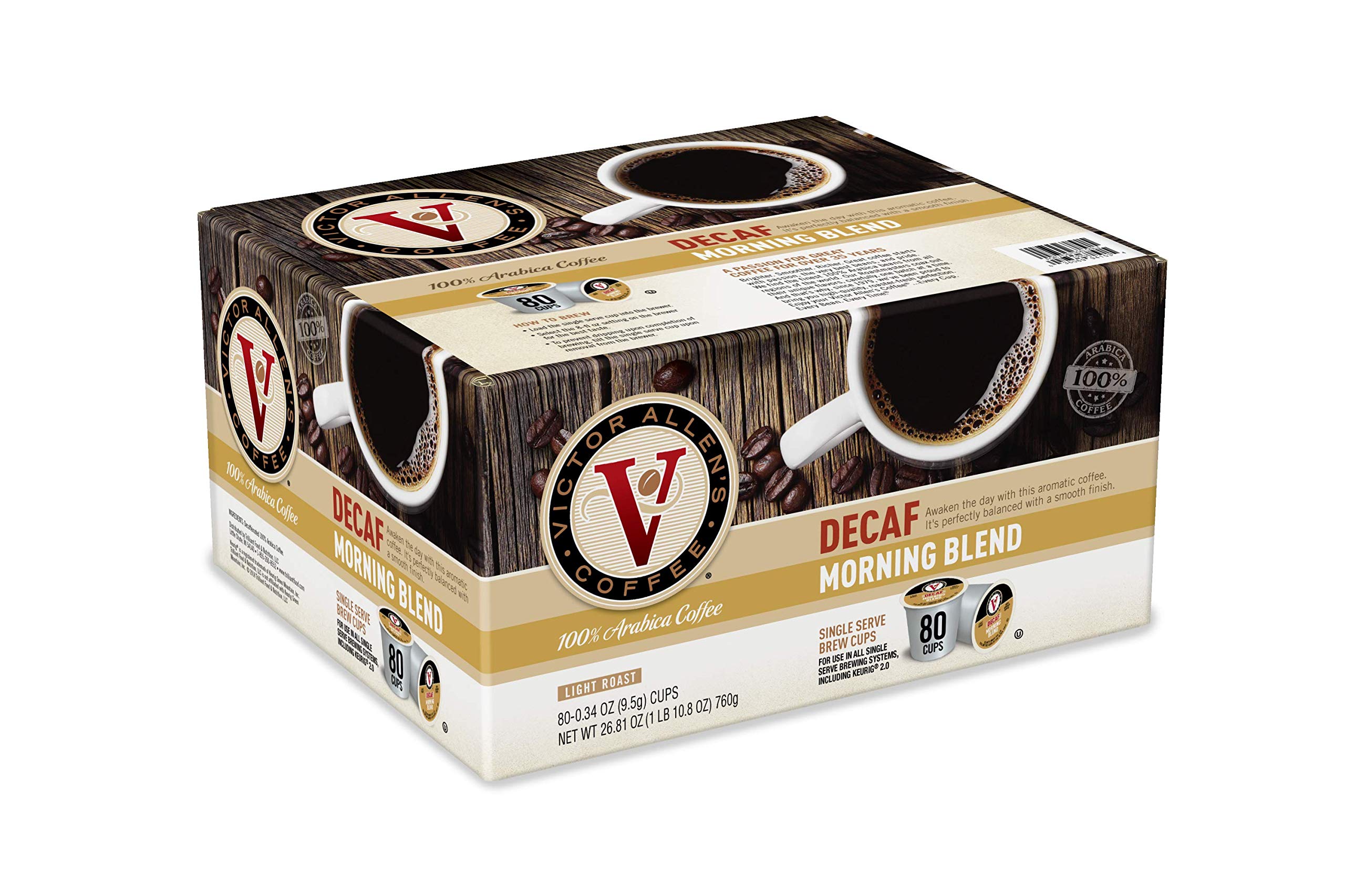 Victor Allen's Morning Blend & Decaf Coffee Pods for Keurig Brewers | Single-Serve K-Cup Compatible | Perfect for Home, Office & Breakfast