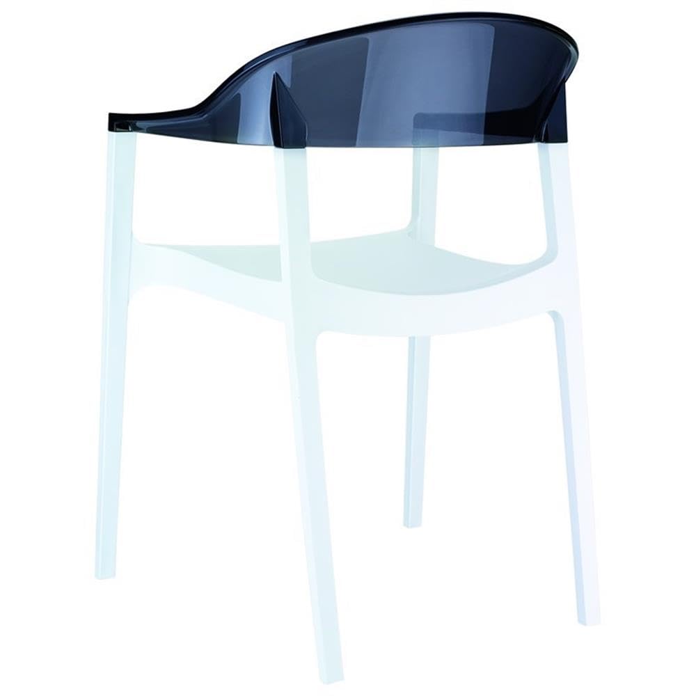 Carmen Patio Dining Chairs Set of 2 - Black Frame with White Cushion - Outdoor Garden Furniture for Patio, Deck, Poolside & Backyard Relaxation