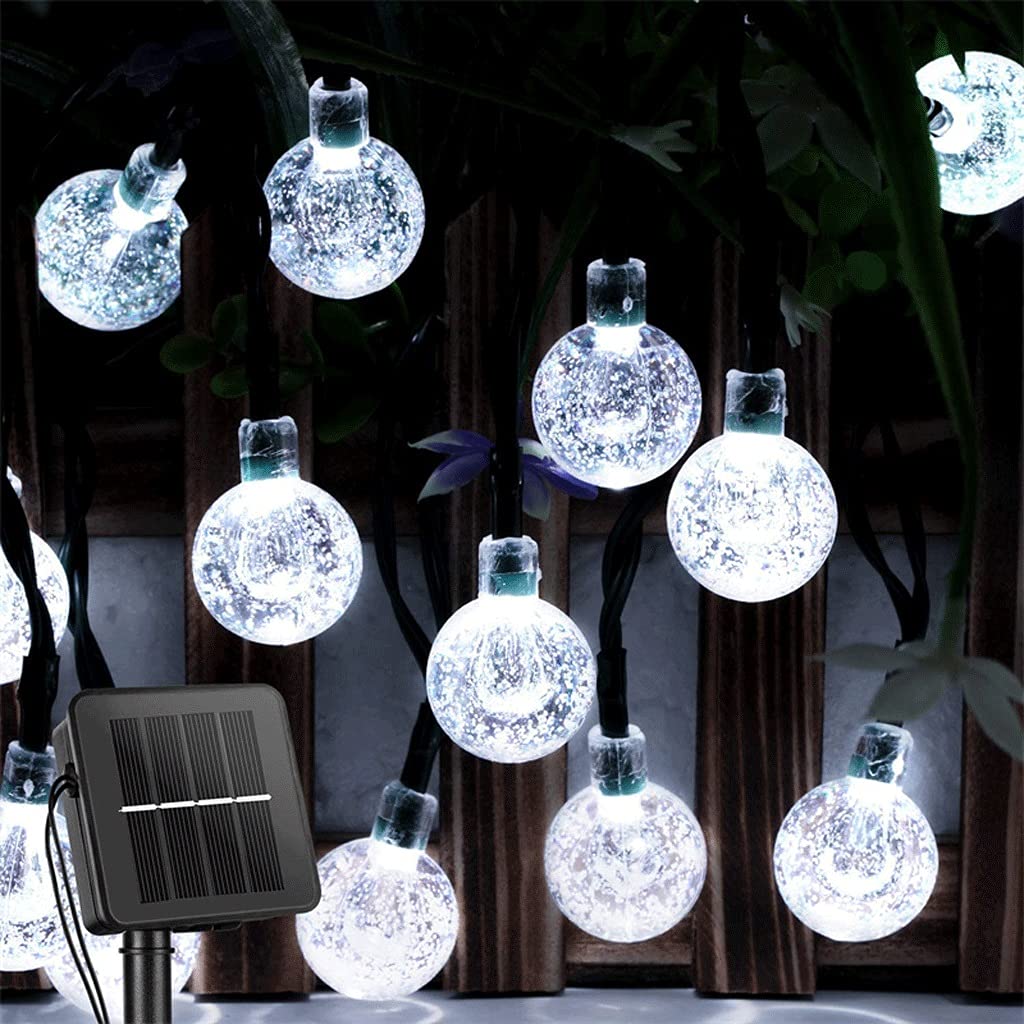60 LED Crystal Globe Outdoor Lights - Waterproof, 8 Lighting Modes, 6.5M String (30 LEDs) - White Garden Party Lights for Patio, Yard, Wedding & Holiday Decorations