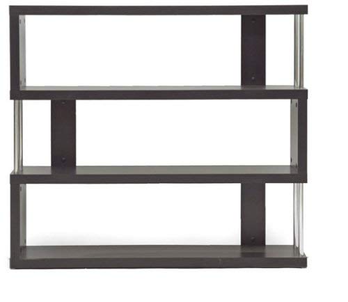 Baxton Studio Dark Brown Barnes 3-Shelf Modern Bookcase - Stylish Storage for Living Room, Office & Bedroom