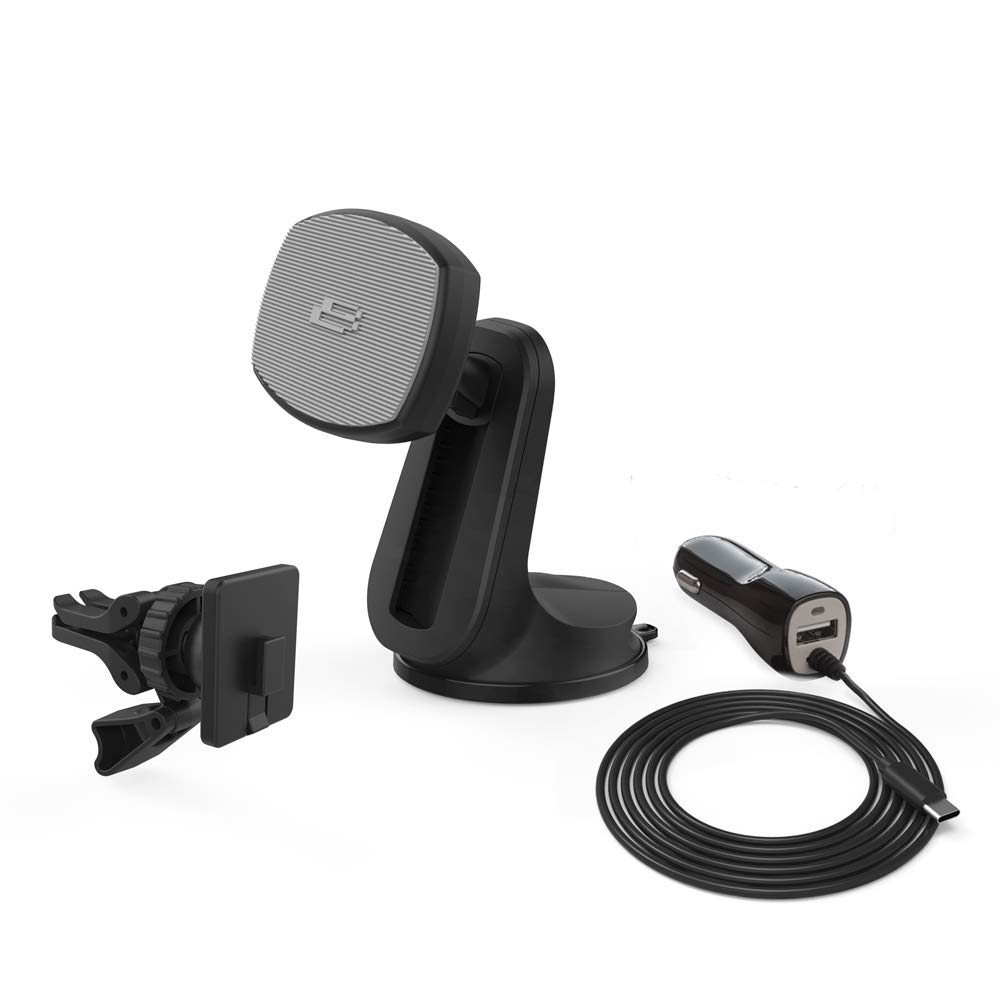Bracketron BT2-653-2 PwrUp Qi Wireless Car Charger - Magnetic Phone Mount for Samsung Galaxy S9/S8+/S7 Edge/Note 9, iPhone Xs Max/XR/X/8 Plus, Google & LG - Fast Charging Dash & Vent Mount (Black) - Perfect for Safe Driving & Hands-Free Charging