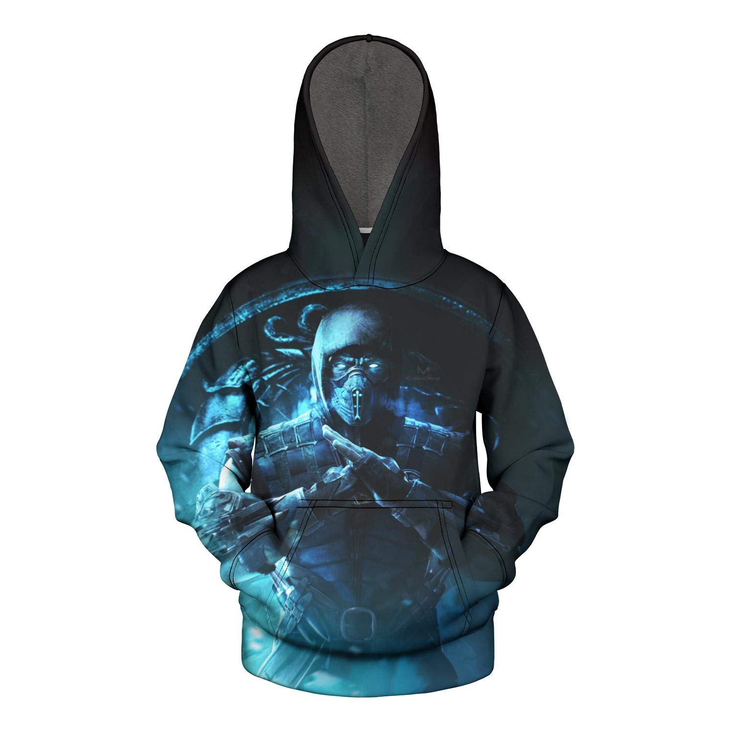 Unisex 3D Realistic Mortal Kombat Sub-Zero Blue Hooded Sweatshirt - Warm Pullover Hoodie for Gaming, Cosplay & Streetwear Fashion
