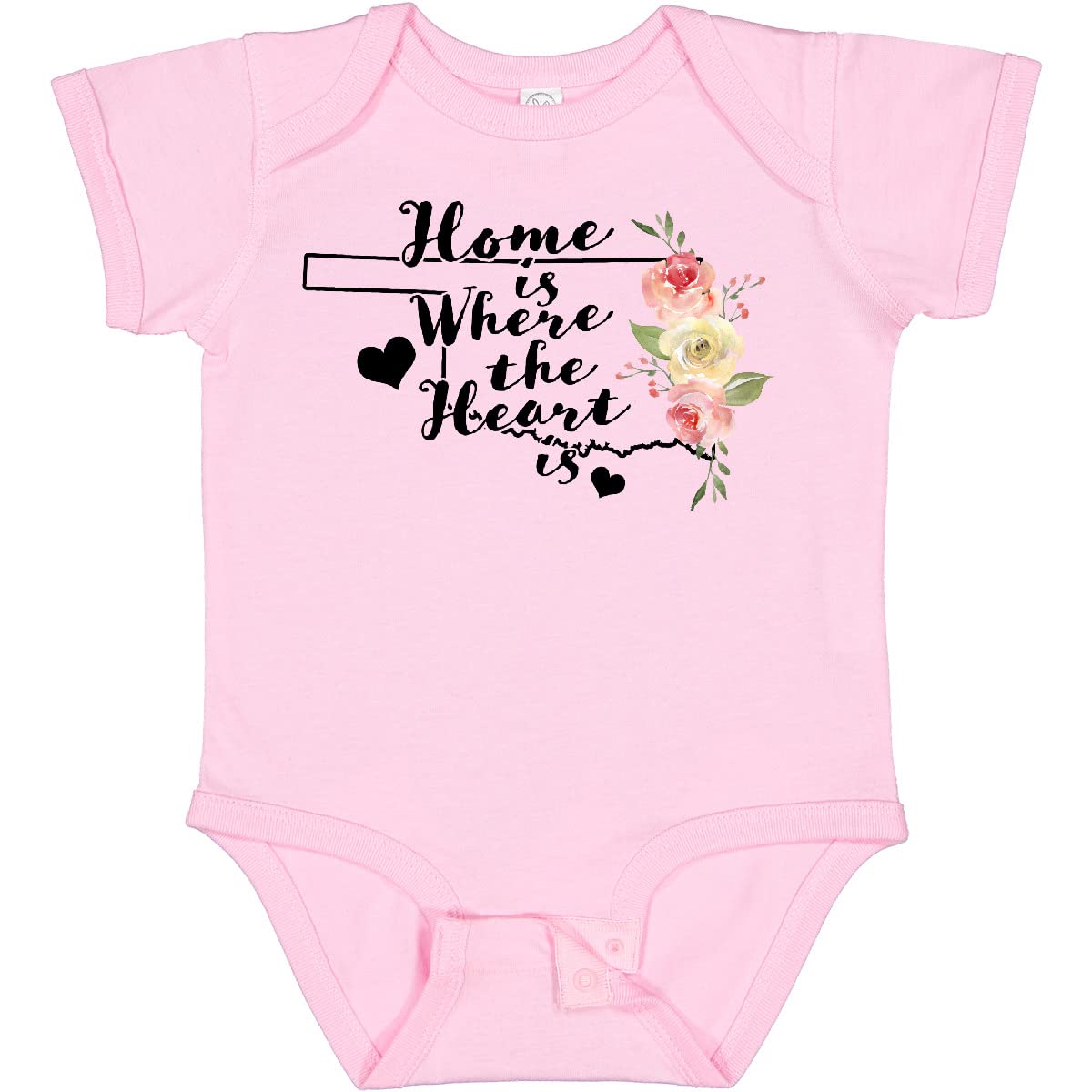 Inktastic Oklahoma Home is Where The Heart is Watercolor Baby Bodysuit - Soft Cotton Infant Onesie for Newborns, Baby Shower Gifts & Family Photo Outfits