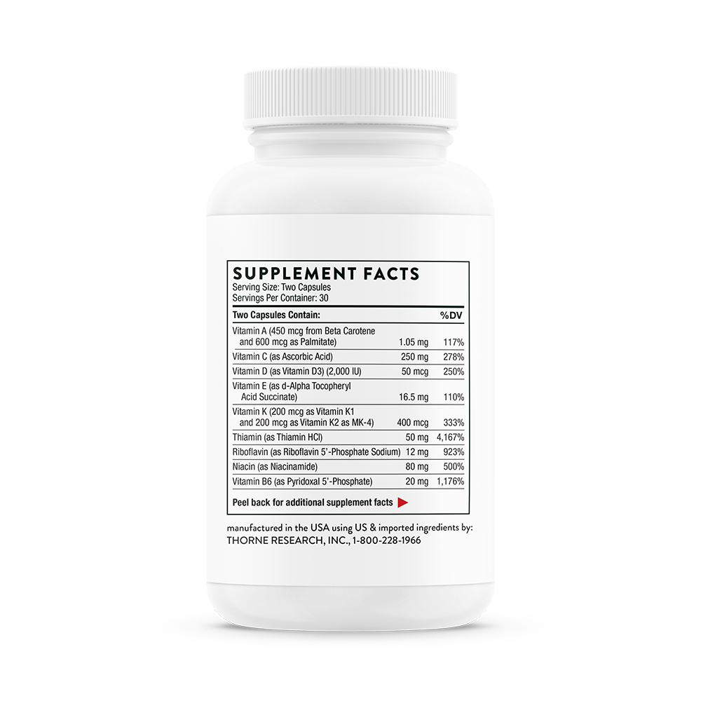 Thorne Basic Nutrients 2/Day Multivitamin - NSF Certified for Sport (VM2) | Daily Essential Vitamins & Minerals Supplement for Athletes & Active Lifestyles | Gym, Workout & Sports Performance Support