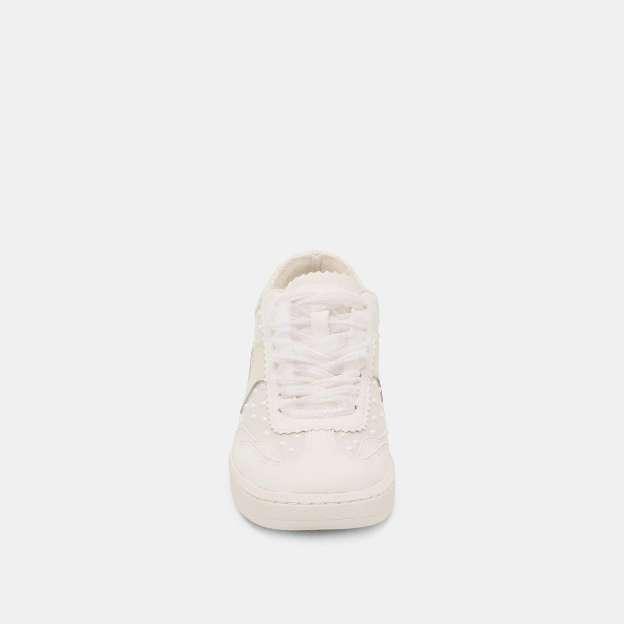Off-White Satin Pearl Sneakers - Women's Fashion Running Shoes for Casual Wear & Street Style