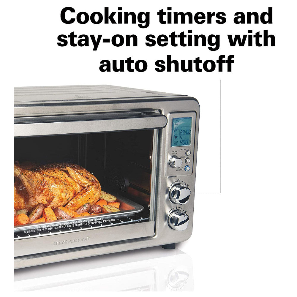 Refurbished Hamilton Beach 31190C Stainless Steel Digital Convection Toaster Oven with Full Warranty | Countertop Baking, Broiling & Toasting for Kitchen