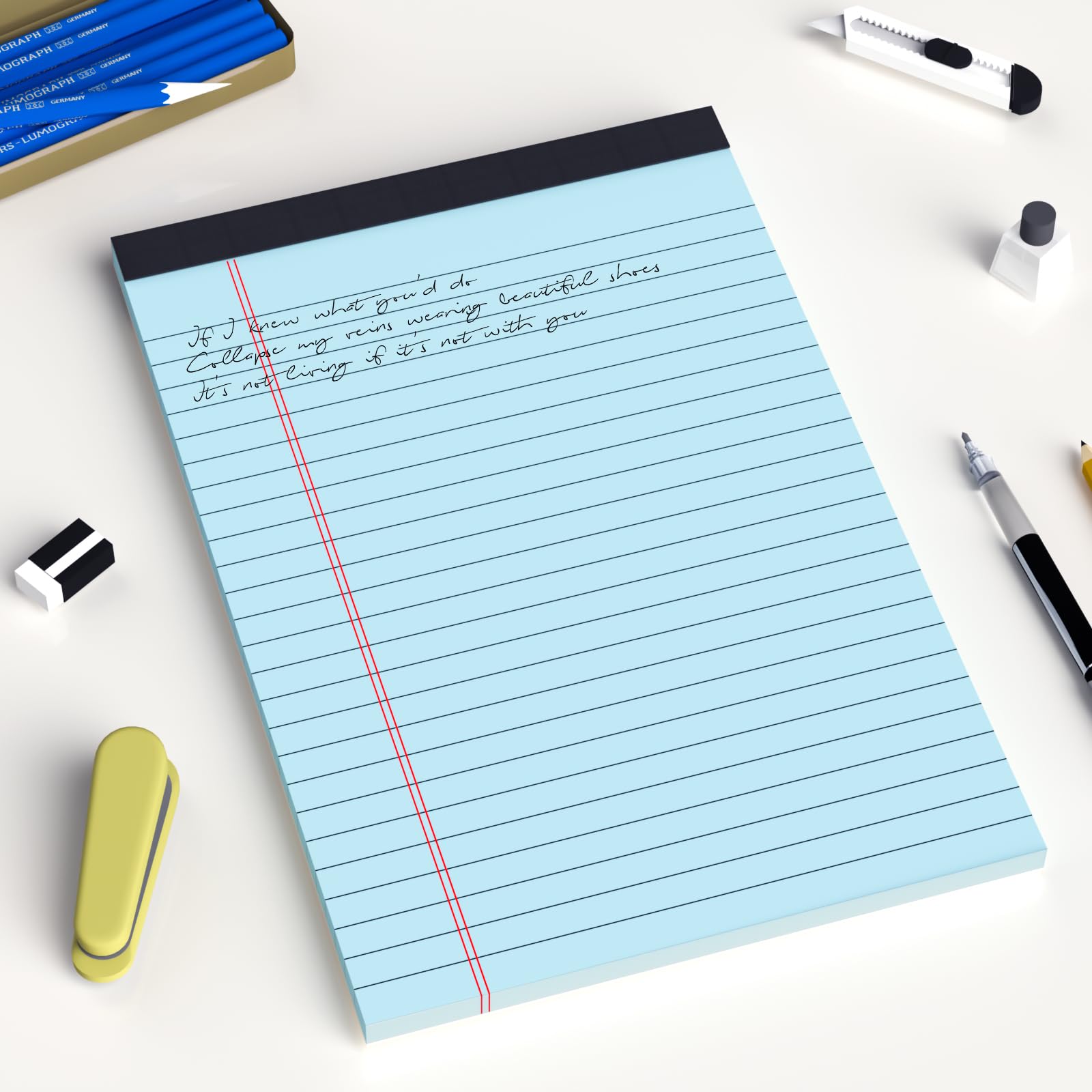 6-Pack College Ruled Legal Pads - 5x8 Inches, Perforated Sheets, Narrow Ruled Blue Notepads for School, Office & Study | Back Writing Pads, Premium Paper for Notes, Lists & Journaling
