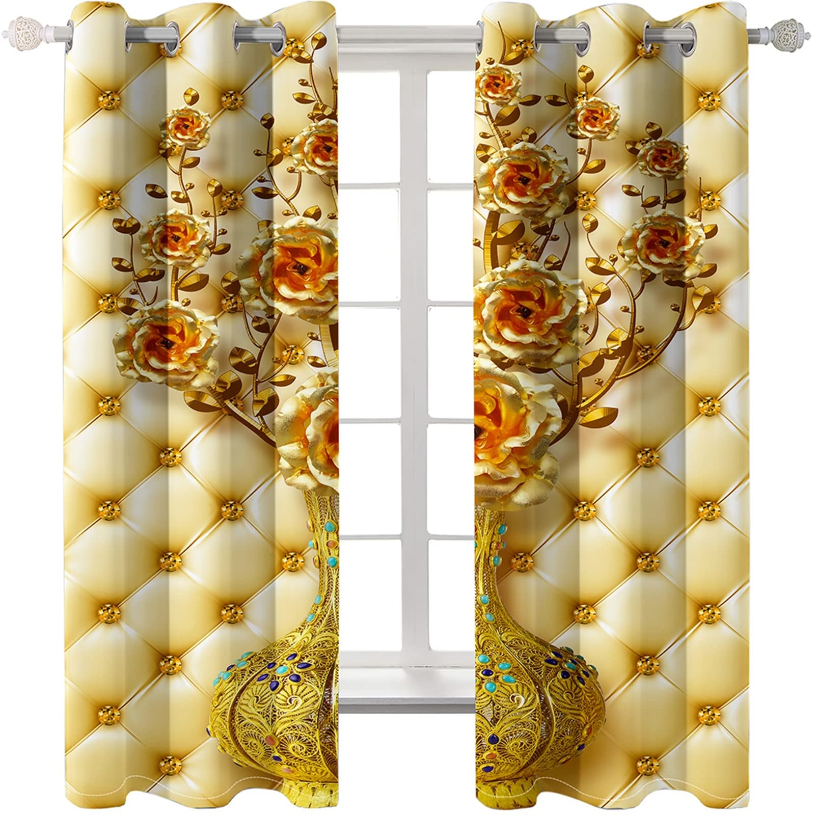 Luxury Gold Blackout Curtains for Bedroom - 104