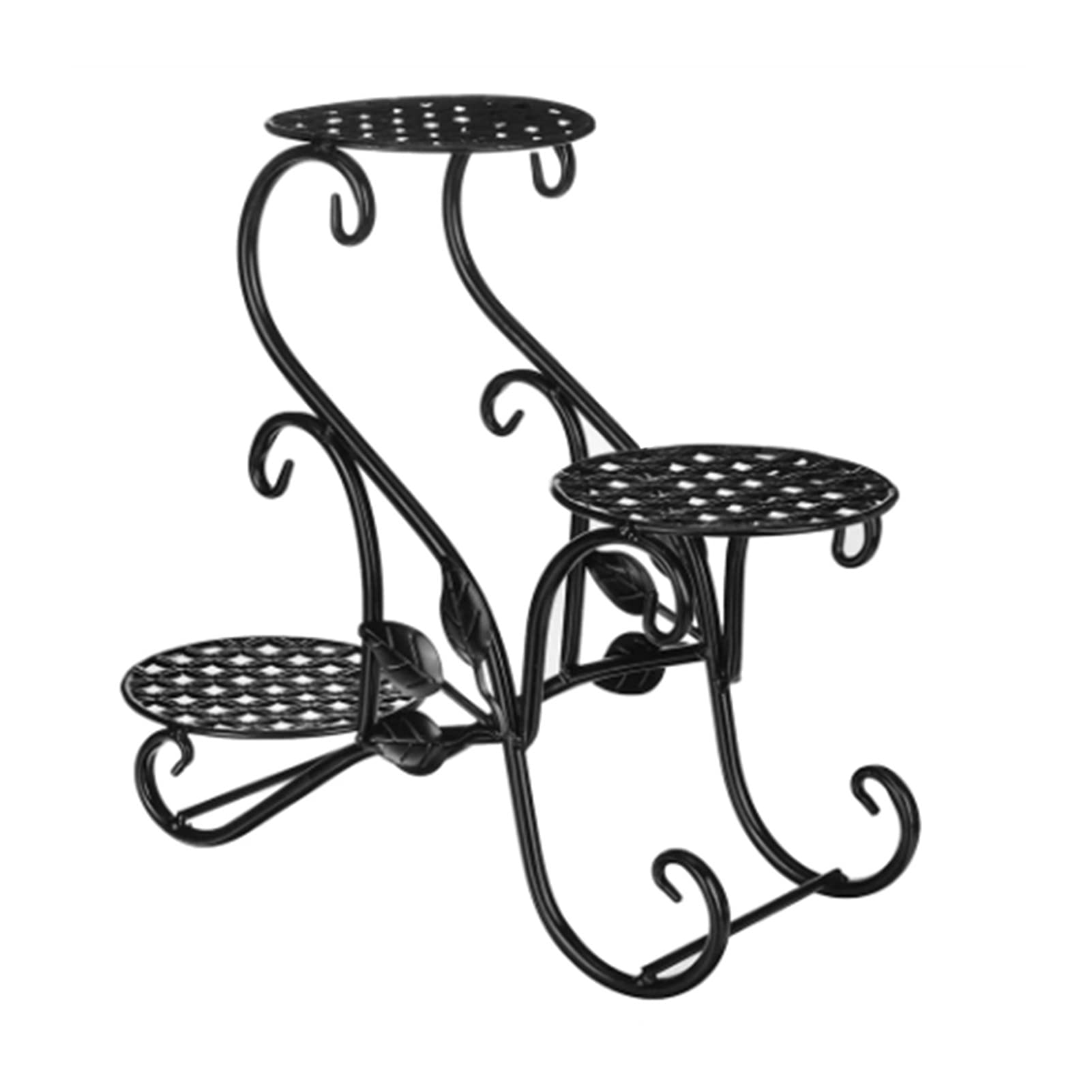 Black 3-Tier Iron Plant Stand Shelf for Indoor & Outdoor Use - Sturdy Floor-Style Flower Pot Rack for Living Room, Garden, Balcony, Patio Decor - Perfect for Displaying Potted Plants, Herbs, and Succulents