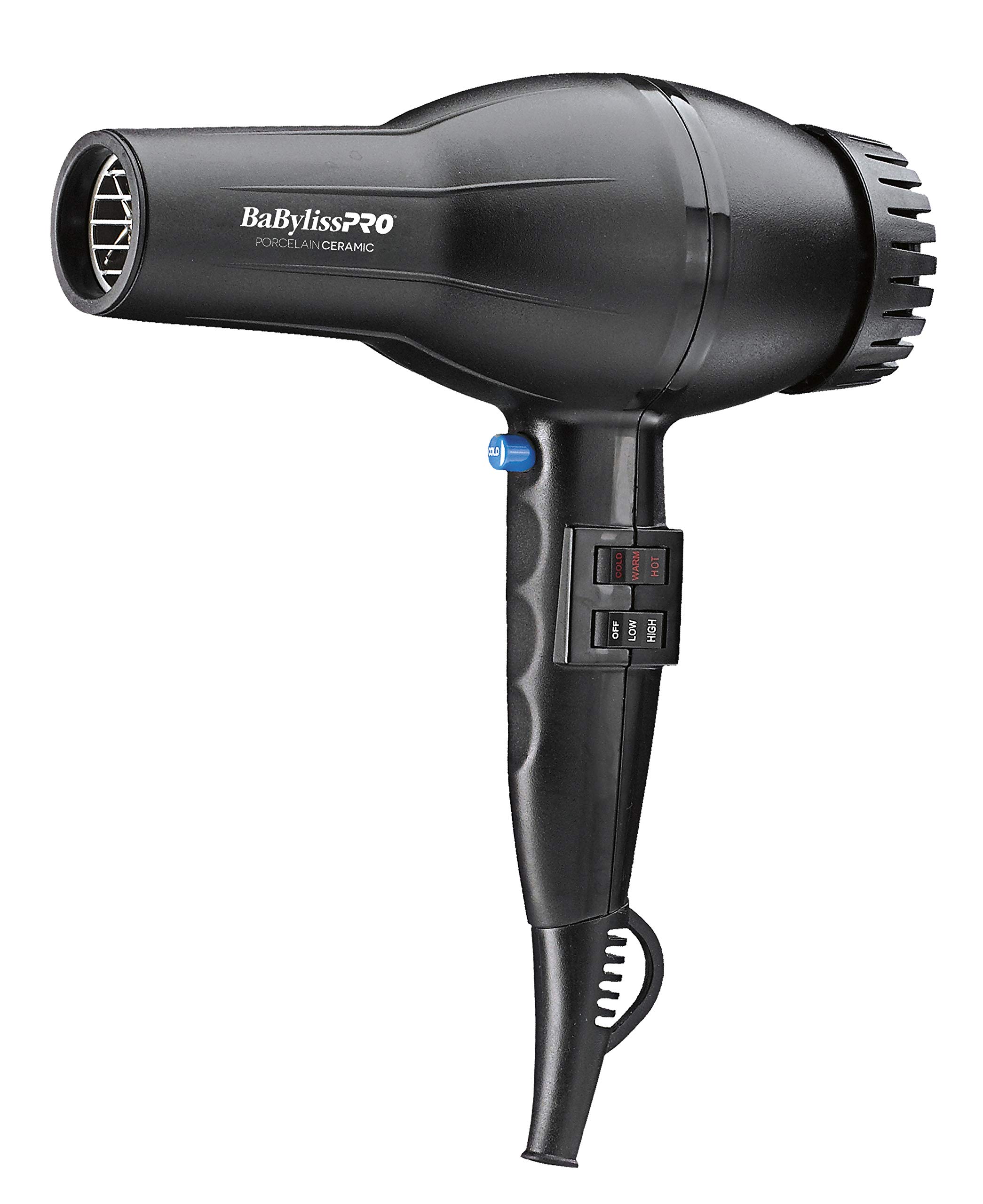 BaBylissPRO Porcelain Ceramic 2800 Hair Dryer - Professional Salon Blow Dryer with Ionic Technology for Frizz-Free Shine (Black) - Perfect for Home & Salon Use, Travel & Styling