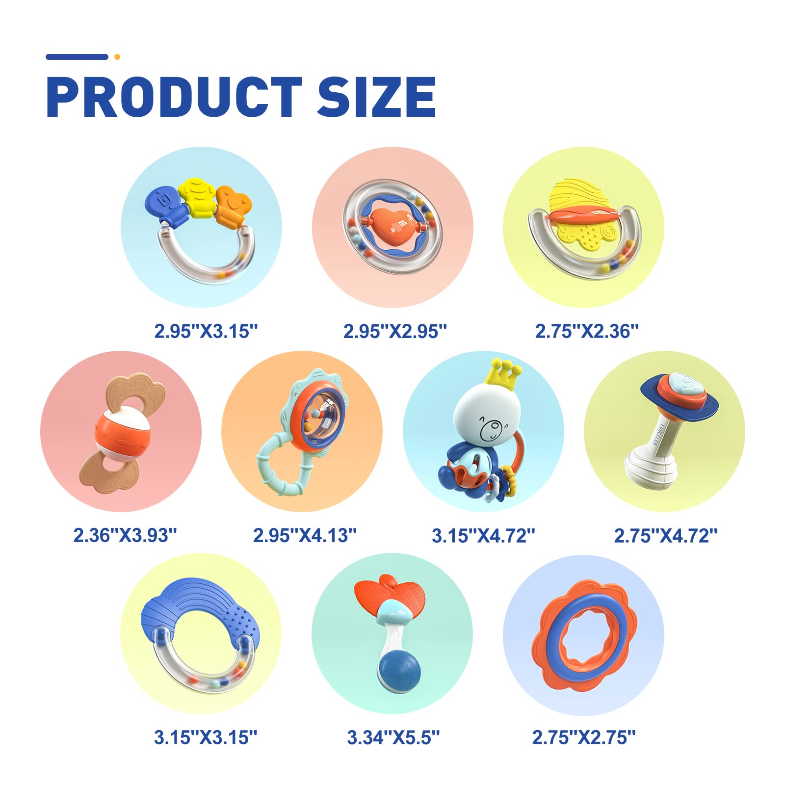 Evoceler Baby Teething Toys for 0-12 Months - 10 Pcs Silicone Teether Rattle Set for Infants | Safe Chew Toys for Soothing Sore Gums | Perfect Newborn Gift for Baby Showers & First Birthday