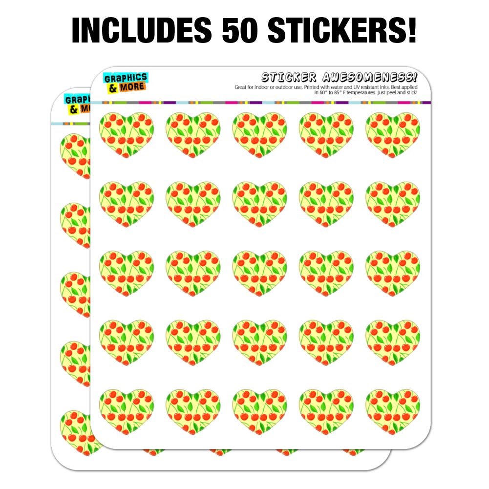 Cute Cherry Pattern Heart Shaped Planner Stickers - DIY Scrapbook, Bullet Journal & Craft Decoration for Planners, Calendars, Notebooks