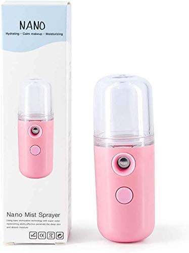 Bprtcra Portable Nano Facial Mister - USB Rechargeable Cool Mist Sprayer for Face Hydration | Mini Handheld Face Mist Steamer with Fine Mist Technology | Perfect for Travel, Office & Home Skincare Routine (Pink)