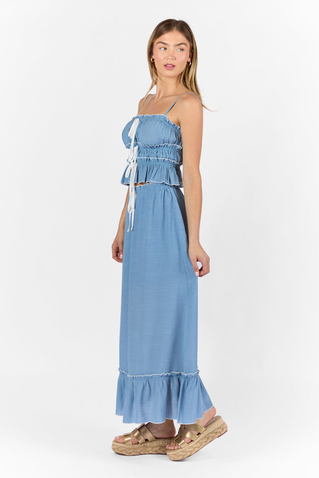 Life Made Easy Navy Bow Detail Tank Top and Midi Skirt Set - Women's Casual Summer Outfit for Beach, Brunch & Date Night | FINAL SALE