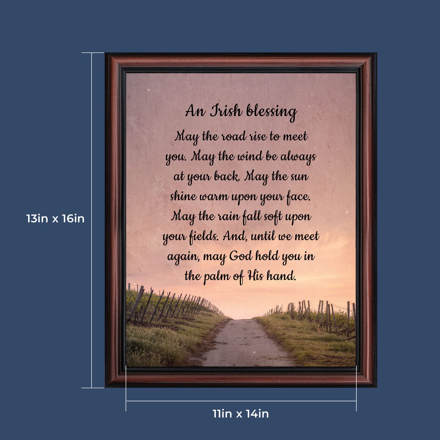 Irish Blessing Wall Art - May the Road Rise Up to Meet You - Celtic Home Decor Sign - Unique Irish Gifts for Women - Housewarming Present for New Home 2103W - Perfect for St. Patrick's Day, Irish Weddings & Home Blessing Ceremonies