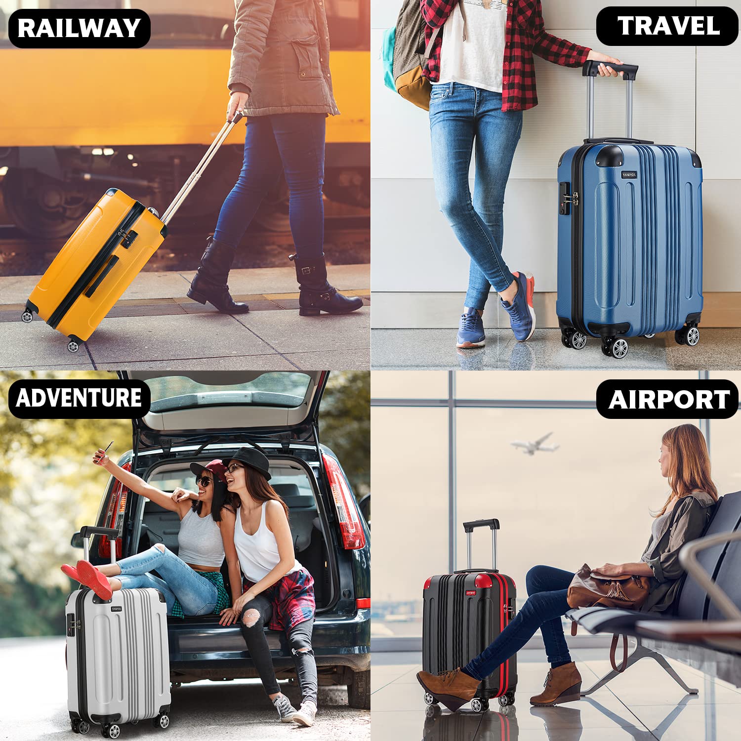 Joyway 3 Piece Hardside Luggage Set with Spinner Wheels & TSA Lock - 20