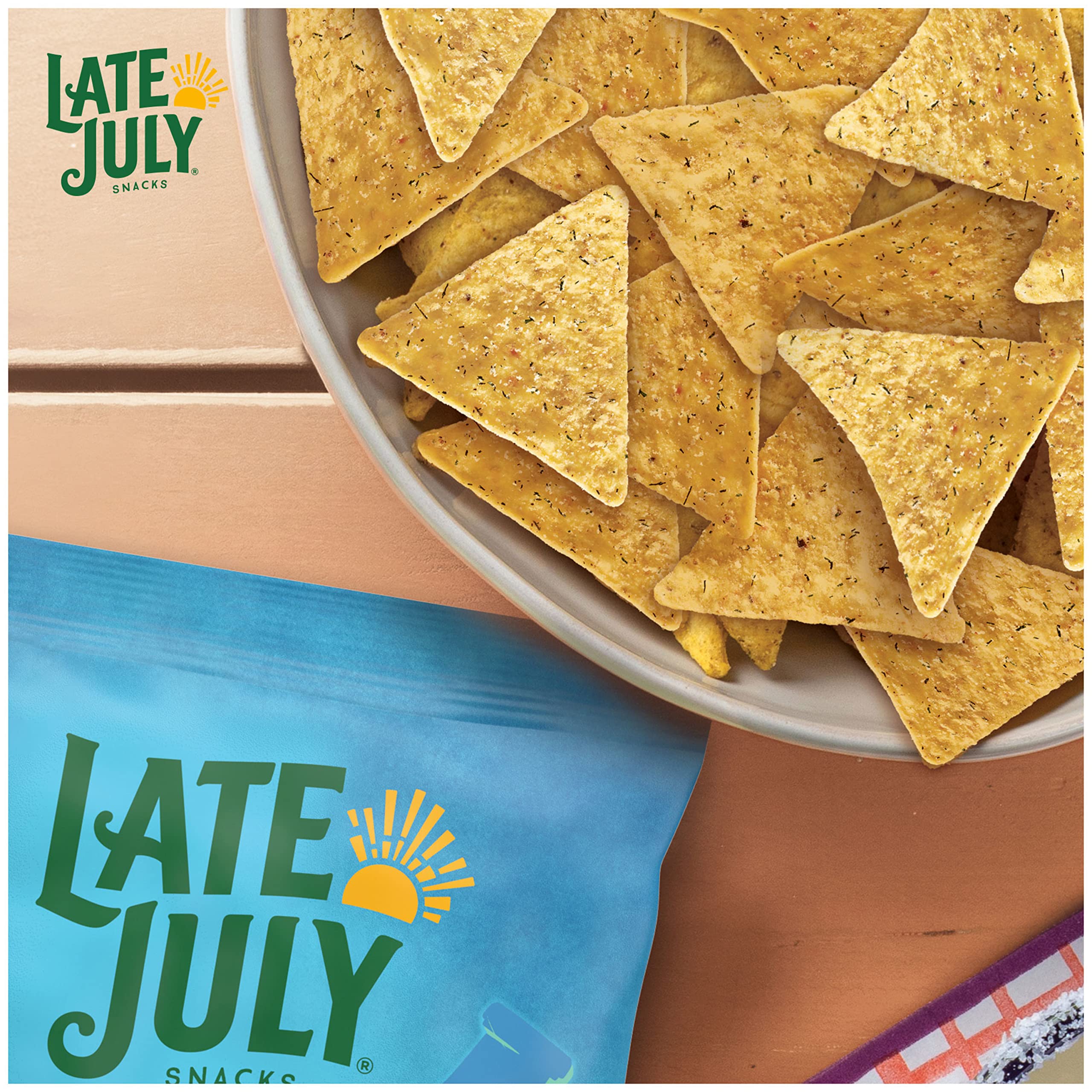 Organic Late July Garden Ranch Tortilla Chips - 7.8oz Bags (Pack of 12) | Gluten-Free Snacks for Parties, Picnics & Healthy On-the-Go Munching