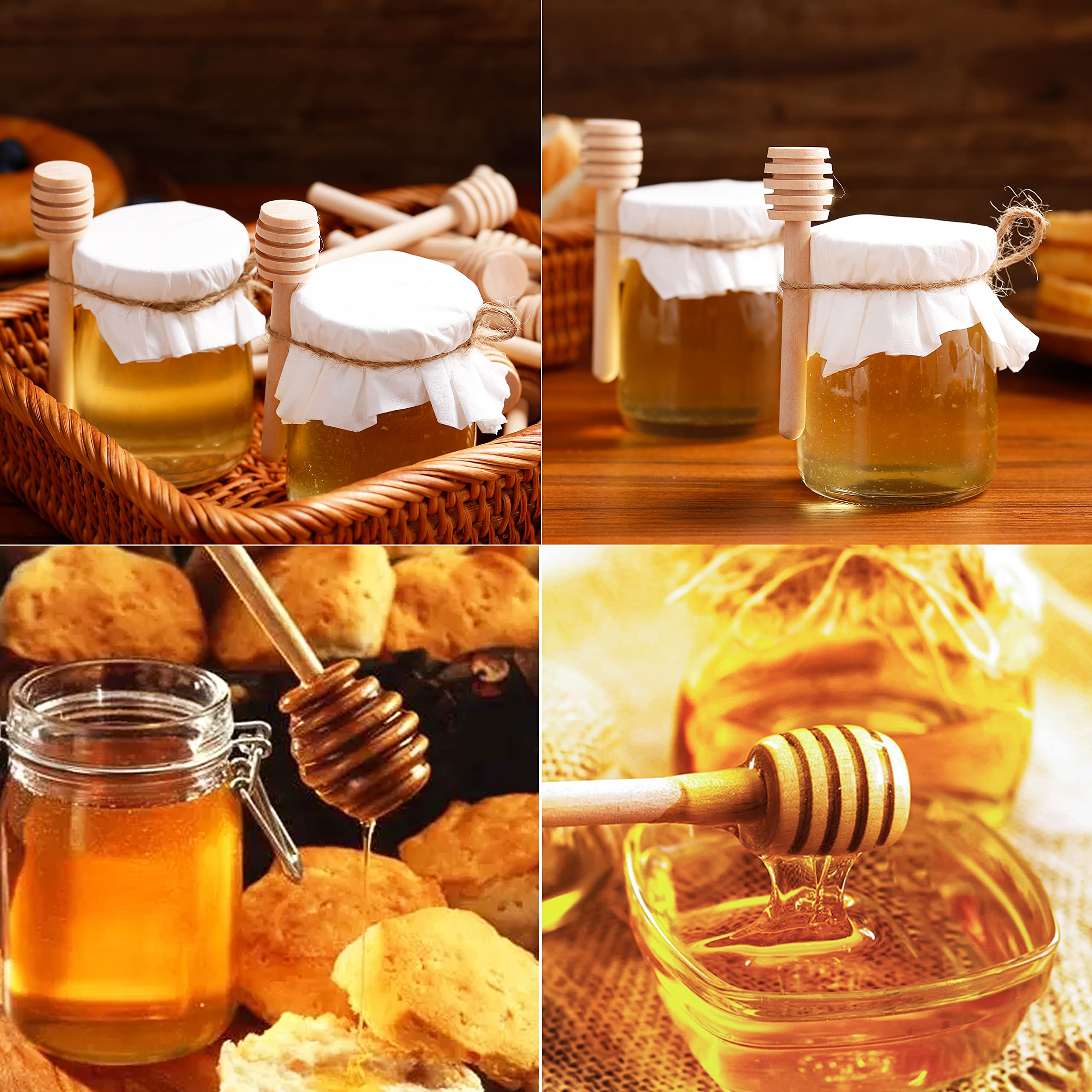 150 Pcs 3 Inch Mini Wooden Honey Dipper Sticks - Natural Honeycomb Design Stirring Spoons for Tea, Coffee, Yogurt & Baking - Perfect for Honey Jars, Wedding Favors, Party Gifts & Kitchen Essentials