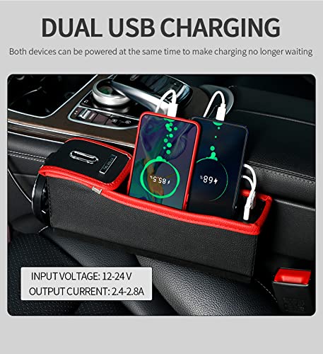 JEYODA Car Seat Organizer with USB Charger - Multi-Function Storage for Phone, Keys & Drinks - Perfect for Road Trips & Daily Commutes (Mocha Brown)
