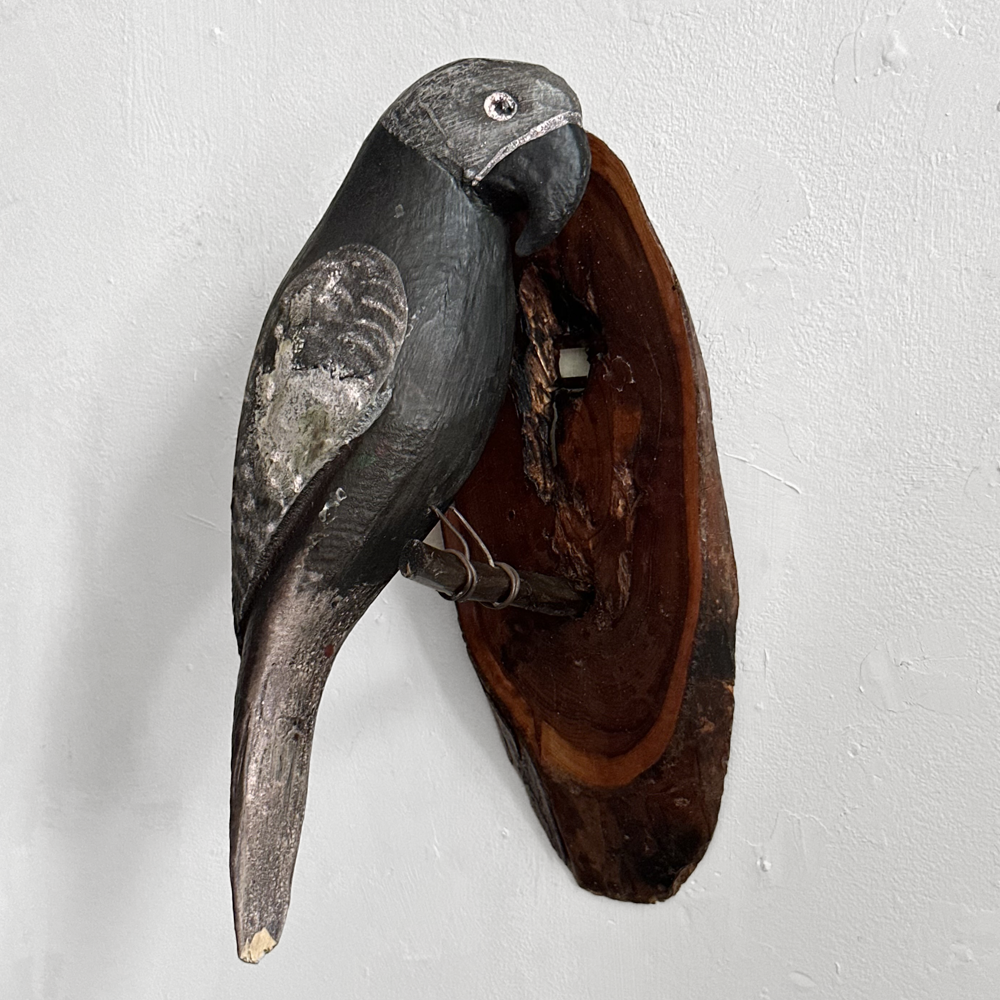 Handmade Black Forest Wooden Carved Parrot Decoration (#527) - Unique Home Decor, Gift Idea for Bird Lovers & Collectors