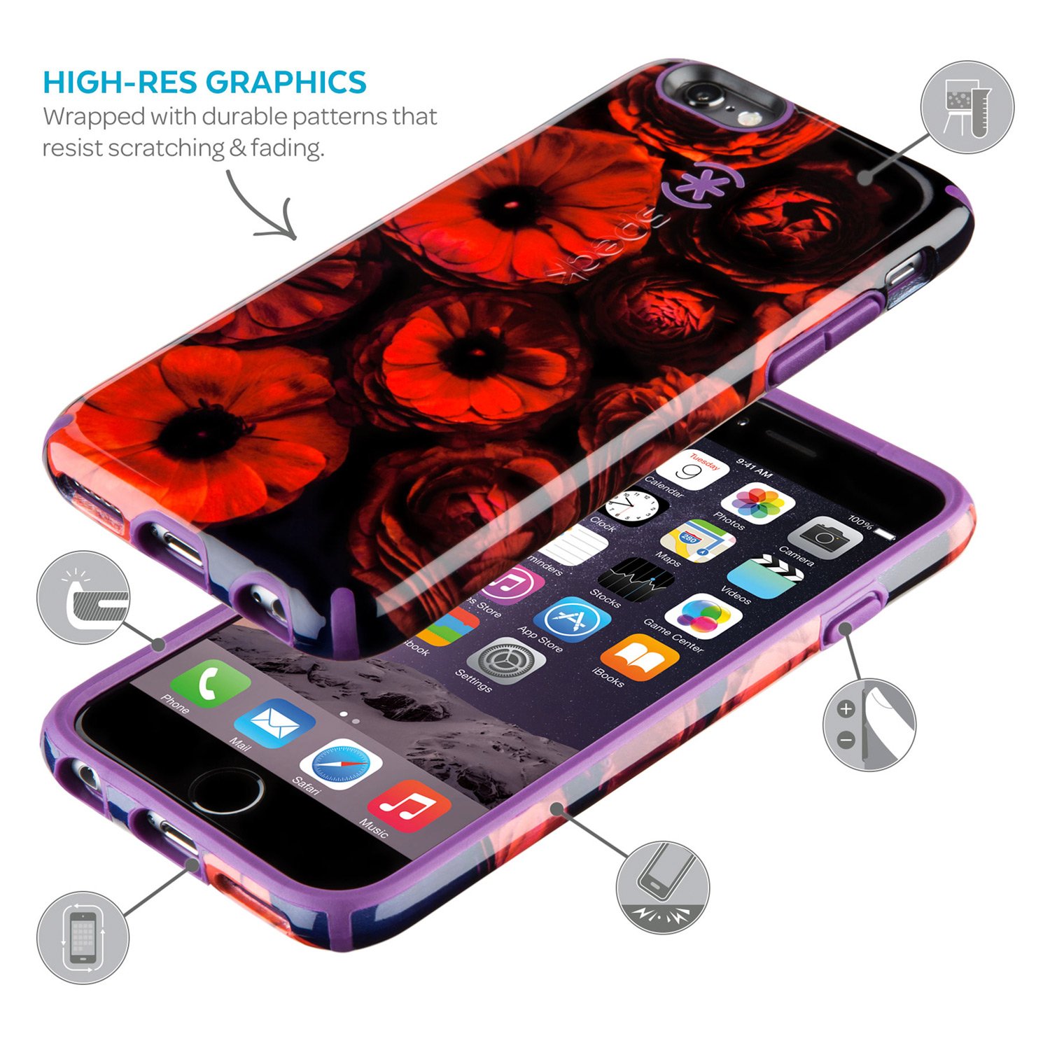 Speck Inked Case for iPhone 6 Plus/6S Plus - Slim Protective Phone Cover with Grip - Pixel Rose/Pale Rose Pink - Perfect for Everyday Use & Drop Protection