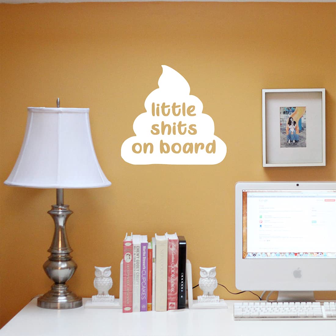 Little Shits On Board (White) - Set of 2 Premium Waterproof Vinyl Decal Stickers for Laptop, Phone, Helmet, Car Window, Bumper, Mug, Cup, Door & Wall - Perfect for Funny Gifts, Office Humor & Home Decor