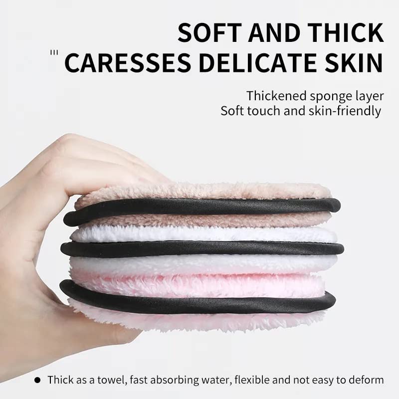 KitchenFest® Reusable Microfiber Makeup Remover Pads - Gentle Face Cleansing for Foundation, Mascara & Eyeliner - Washable Cosmetic Puffs (Pack of 3) - Perfect for Travel, Daily Skincare & Eco-Friendly Beauty Routine