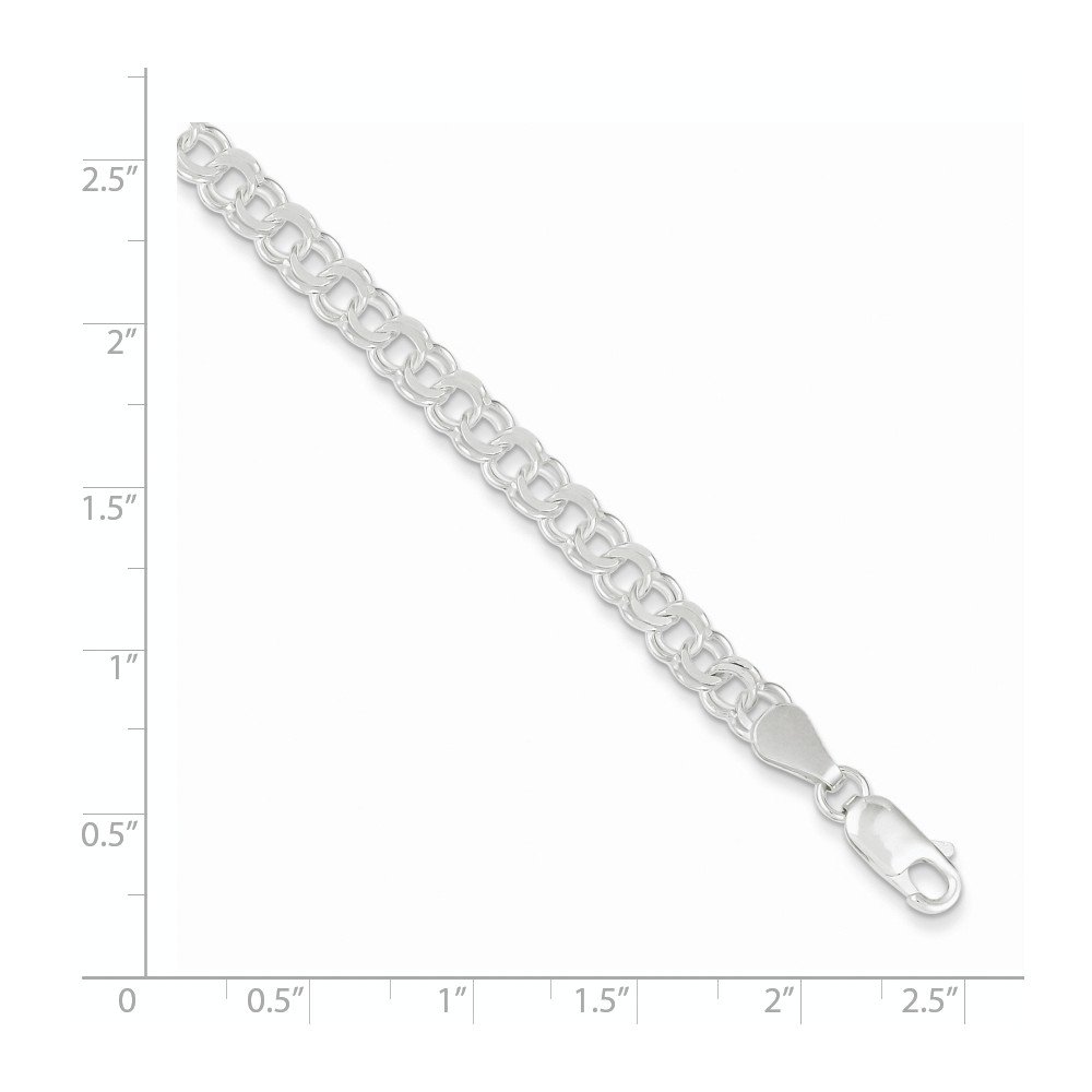 925 Sterling Silver 5.5mm Charm Link Bracelet with Lobster Clasp - Adjustable 8