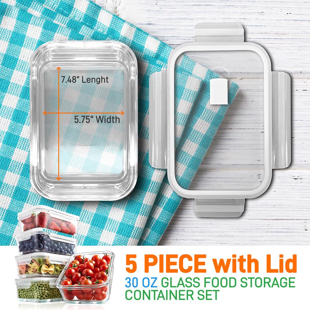 Premium High Borosilicate Glass Food Storage Containers - Airtight, Microwave & Oven Safe - Ideal for Meal Prep, Leftovers & Kitchen Organization
