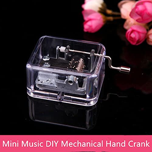 Mini Hand Crank Music Box - Acrylic & Metal DIY Mechanical Musical Box with Manual Movement (Green) | Perfect for Home Decor, Gift Giving & Relaxation