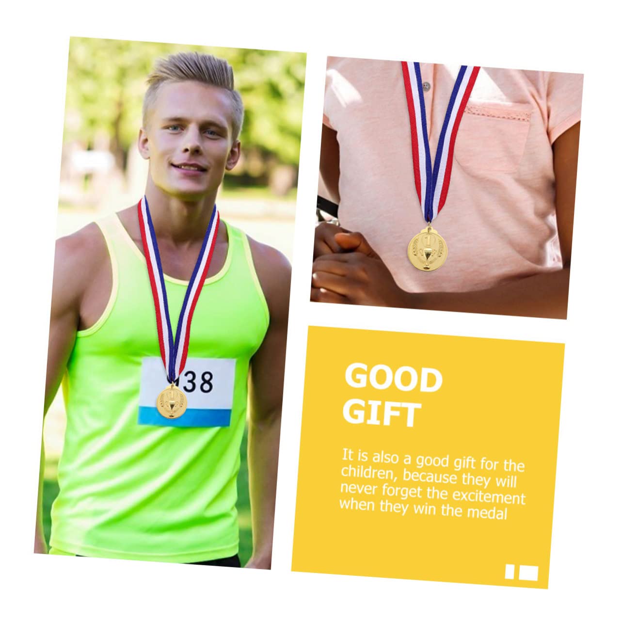 WOONEKY Gold Medal Awards for Sports Competitions - 1st 2nd 3rd Place Prize Medals with Ribbon - Perfect for Track & Field, Swimming, School Events and Award Ceremonies