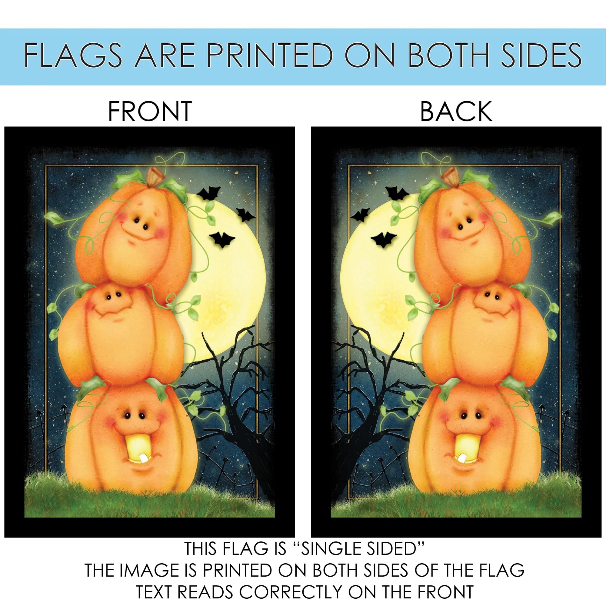 Toland Home Garden 111239 Stack O Lanterns Halloween Flag - 12x18 Inch Double Sided Fall Yard Decoration for Outdoor House, Porch & Garden - Perfect for Halloween Party Decor & Seasonal Home Display