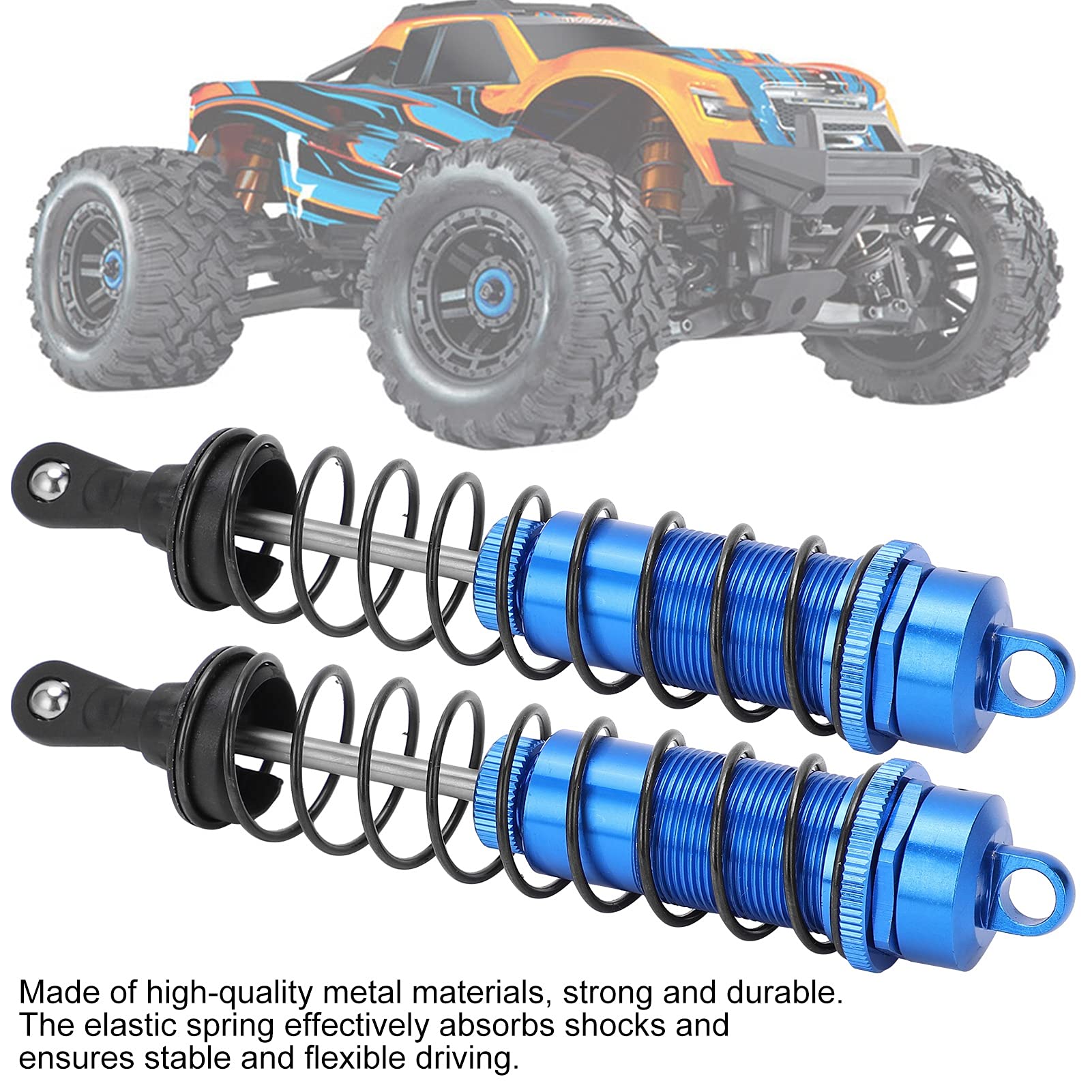 Adjustable Oil-Filled 1/8 RC Shock Absorber 140mm (2PCS) - Compatible with TRAXXAS Slash 2WD RC Car - Blue - Perfect for Off-Road Racing & RC Car Upgrades