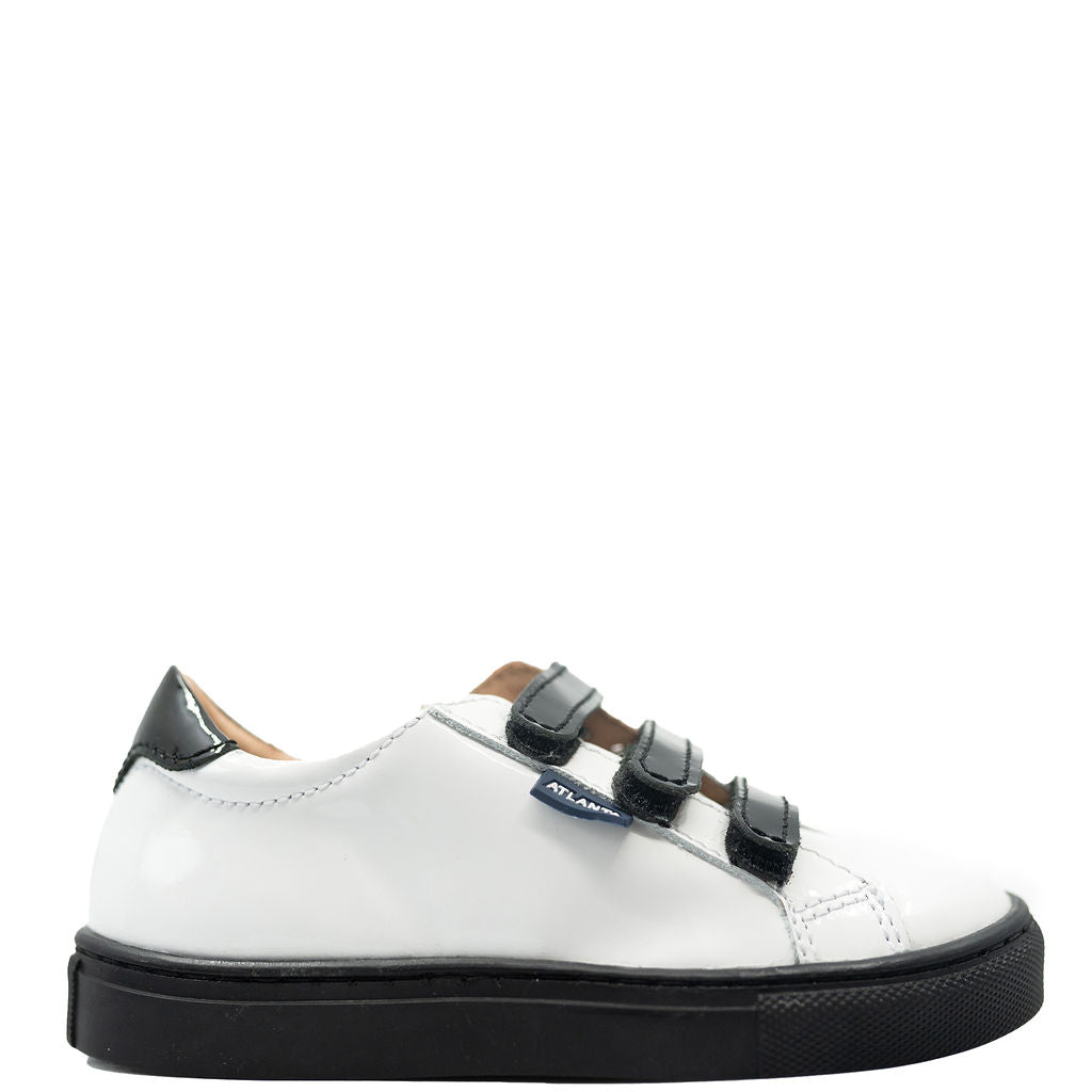 Atlanta White & Black Patent Leather Moccasin Sneakers - Comfortable & Stylish Casual Shoes for Men & Women | Perfect for Walking, Work & Everyday Wear