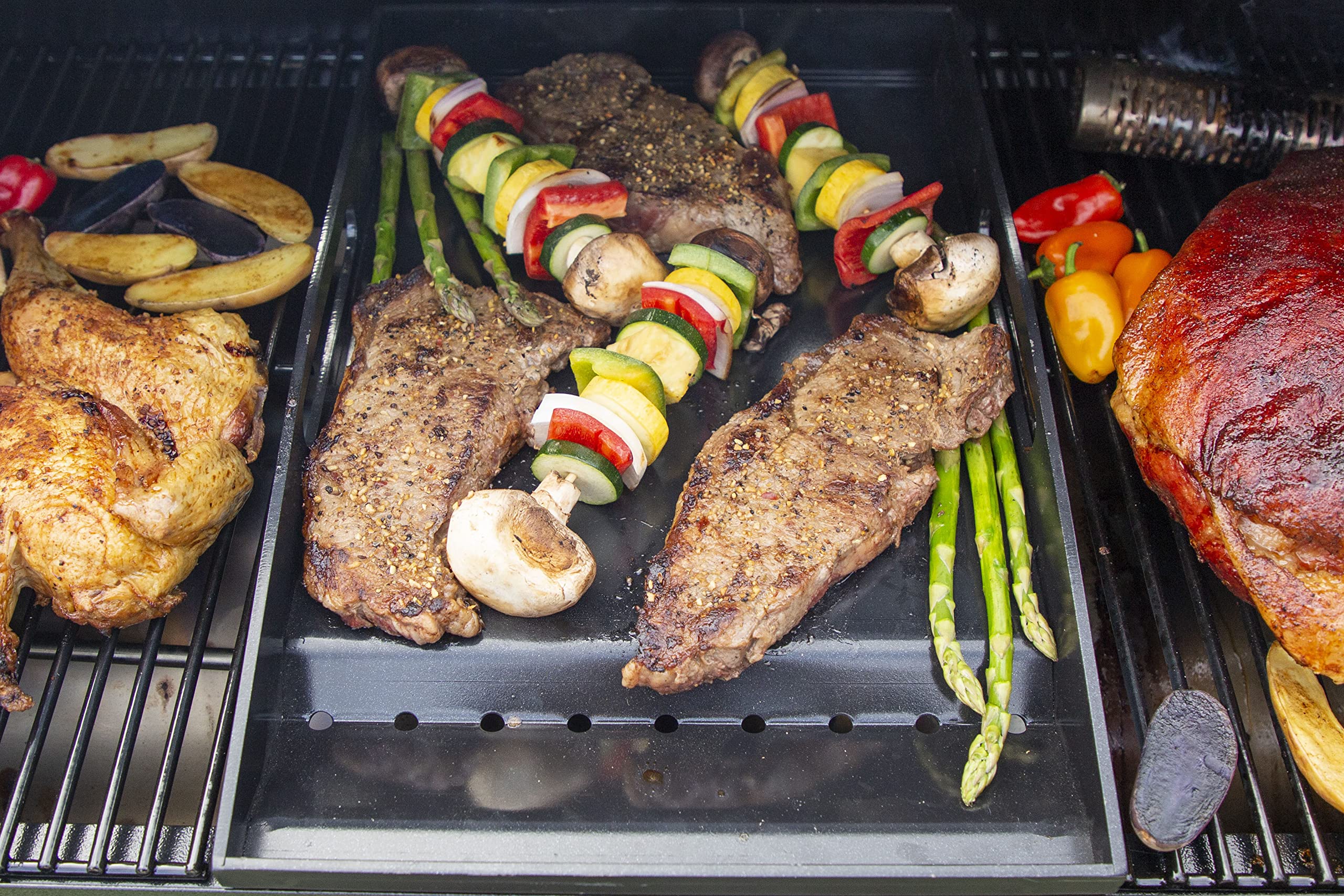 PIT BOSS 700 Series Ceramic Coated Griddle Insert & Cooking Grates Set - Heavy Duty Grill Accessories for Outdoor BBQ, Camping & Backyard Cooking