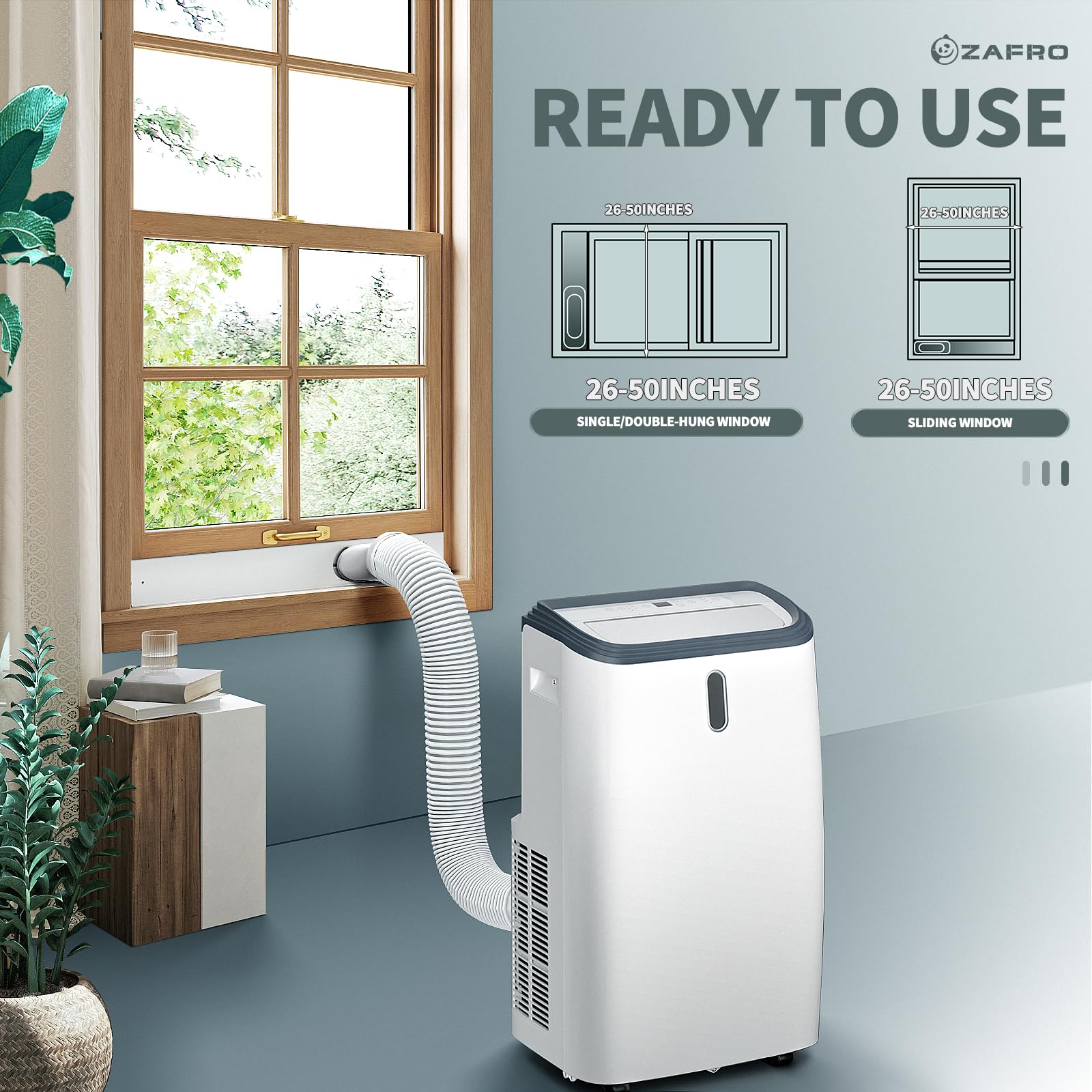 ZAFRO 12000 BTU Portable Air Conditioner - Powerful Cooling for Rooms Up to 550 Sq.Ft | Energy Efficient, Quiet Operation | Perfect for Bedrooms, Living Rooms & Home Offices