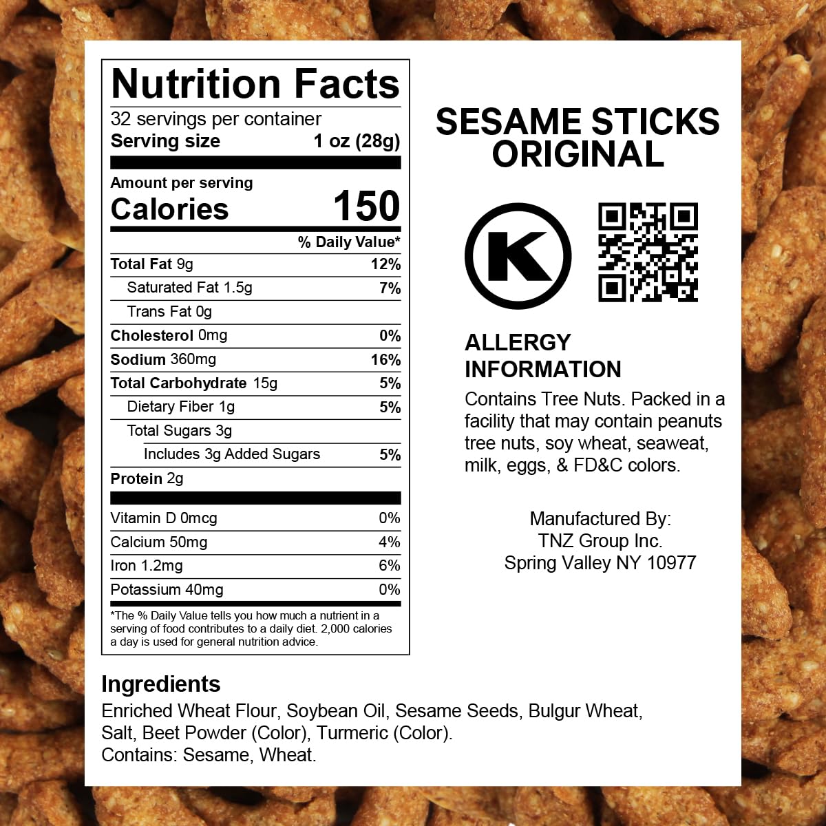 Crunchy Sesame Sticks Snacks - 2LB Bulk Pack, Non-GMO & Gluten-Free, Perfect for Midday Snacking, Office Treats, Travel & Party Food - Delicious Healthy Snack for Adults & Kids
