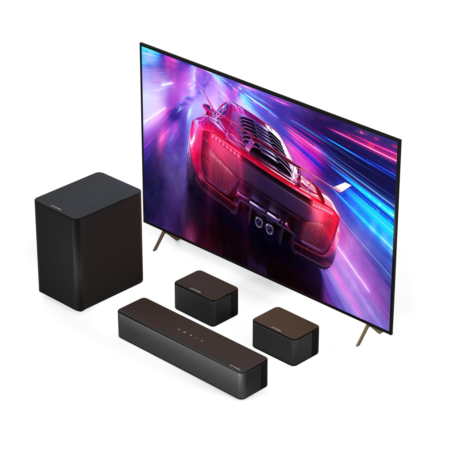 ULTIMEA 5.1 Virtual Surround Sound Bar with 320W Wireless Subwoofer, Adjustable Surround Speakers for Smart TV, Home Theater Sound System, Perfect for Living Room and Movie Nights