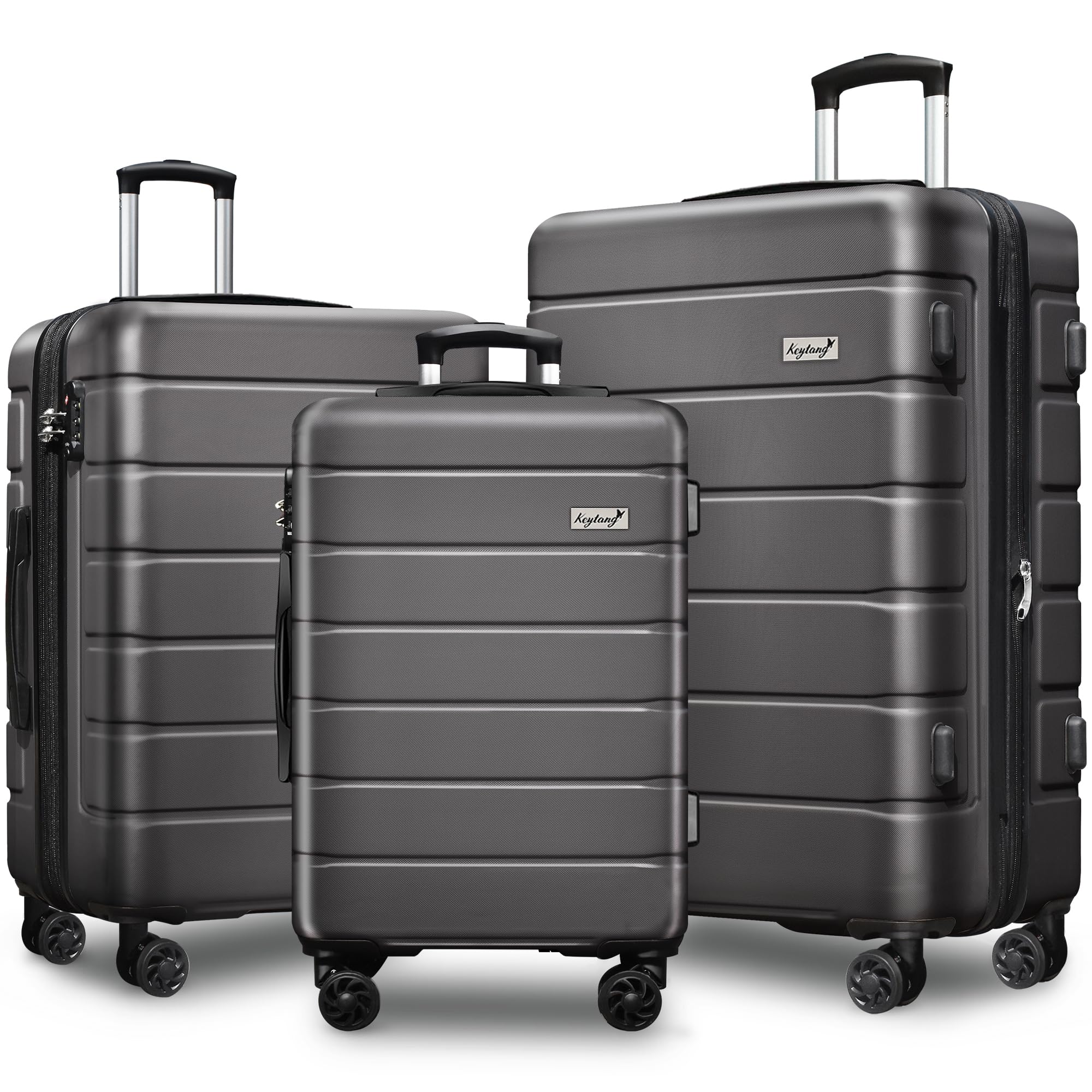 Explorer 3-Piece Expandable Hardside Luggage Set with Spinner Wheels & TSA Lock - Lightweight Carry On Suitcase for Travel & Business (20in/24in/28in, Grey) - Perfect for Air Travel, Weekend Getaways & Business Trips