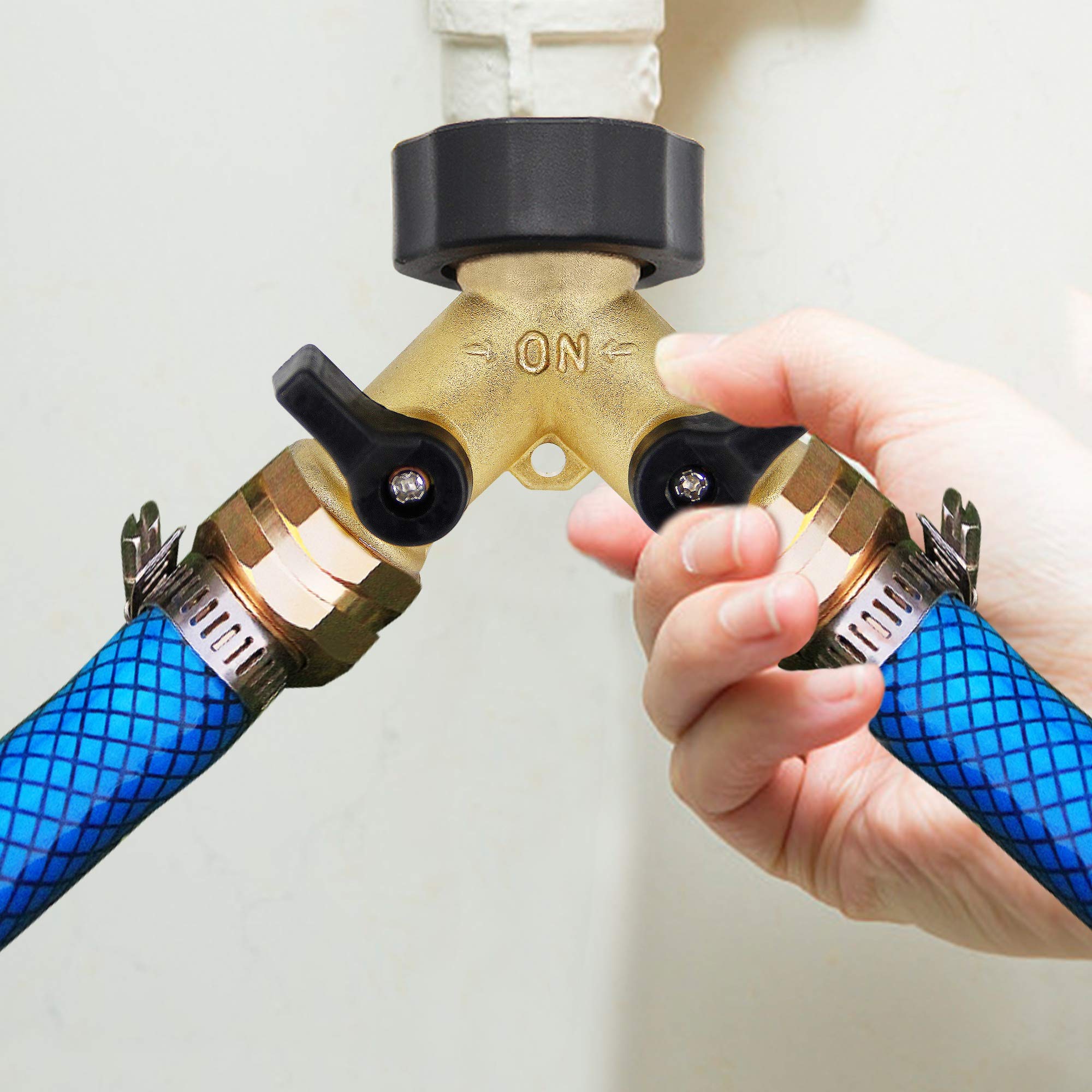 2-Way Brass Hose Splitter - 3/4