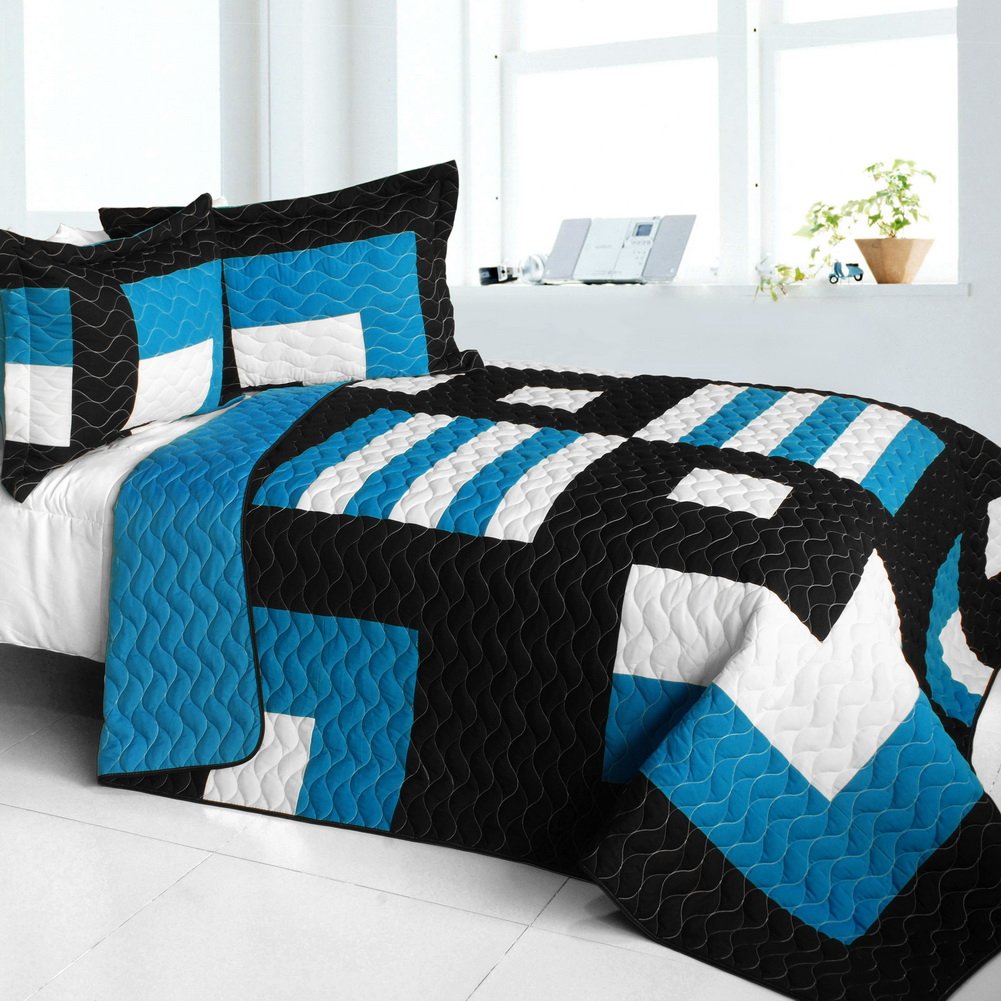 Marsh Hall Vermicelli-Quilted Patchwork Quilt Set - Full/Queen Size Bedding - Soft & Stylish Comforter for Cozy Bedroom Decor